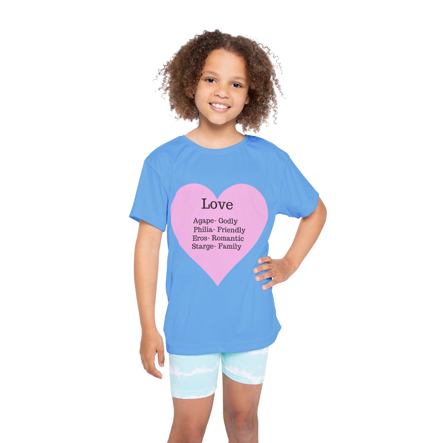 Types of Love Heart Kids Performance Jersey (Light Blue)