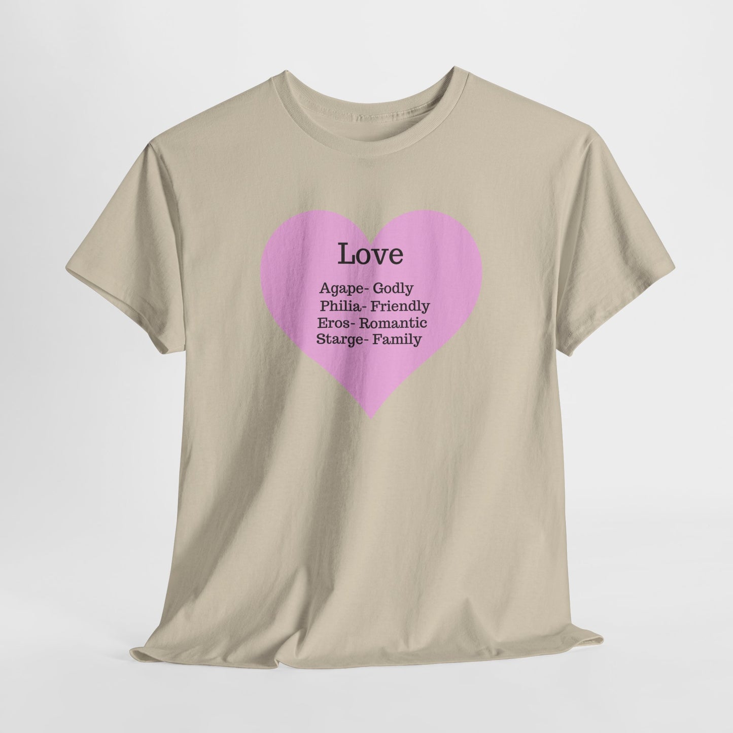 Unisex Love Heart Heavy Cotton T-Shirt - Comfortable Classic Fit Apparel