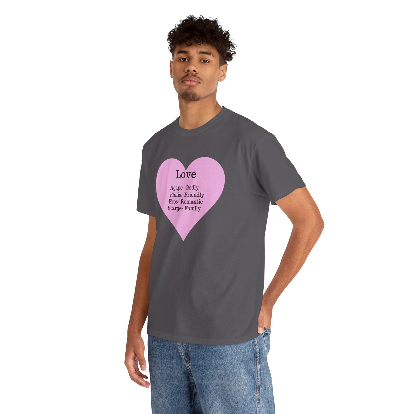 Unisex Love Heart Heavy Cotton T-Shirt - Comfortable Classic Fit Apparel