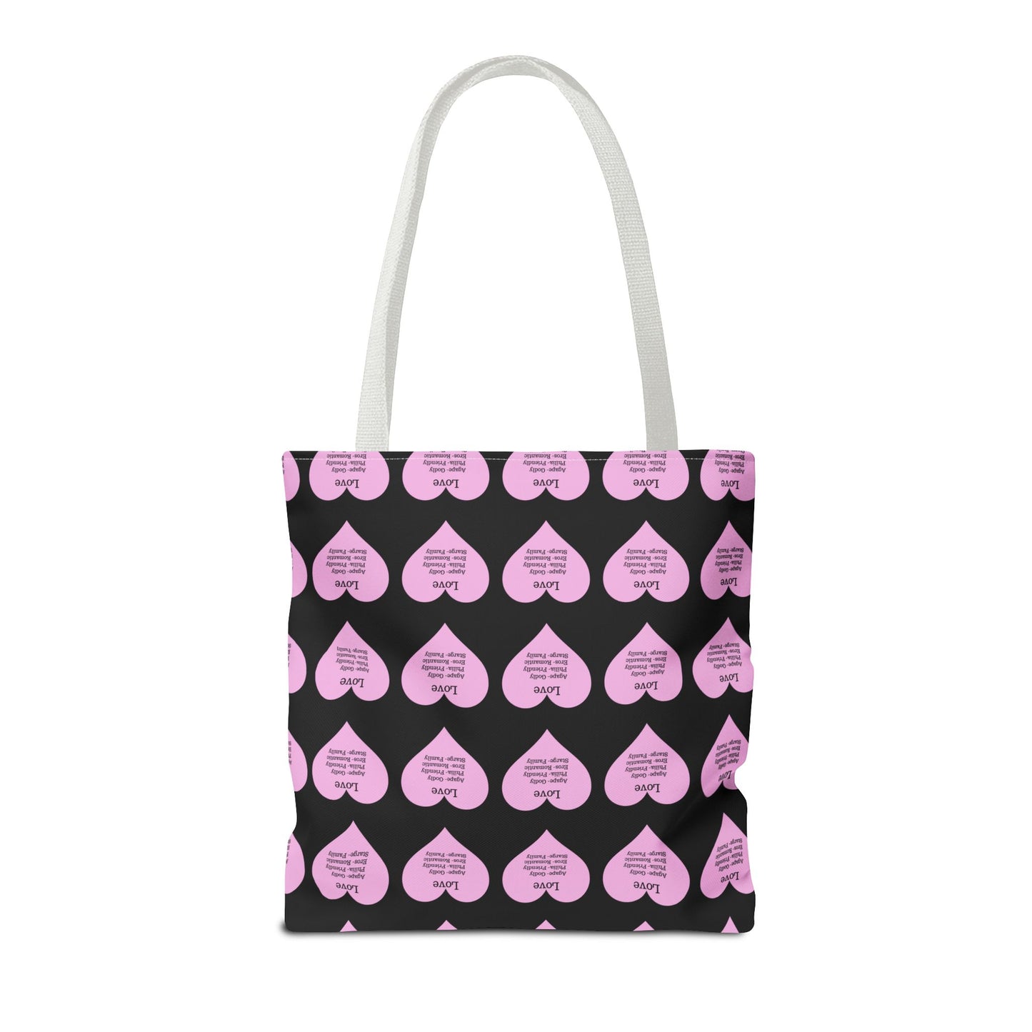 Pink Hearts Tote Bag (Black)
