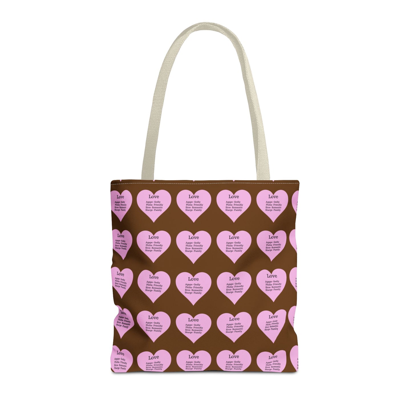 Pink Hearts Tote Bag (Brown)