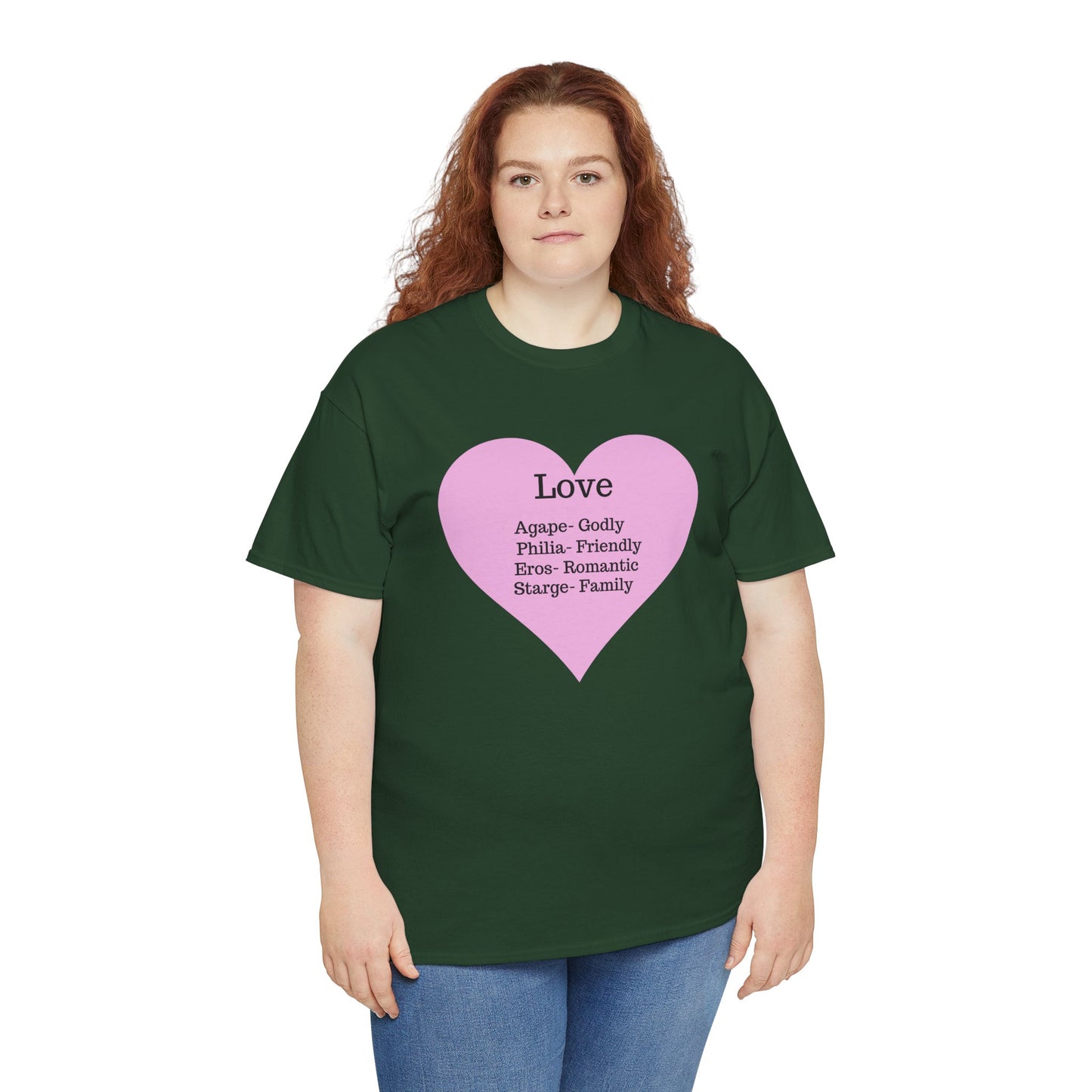 Unisex Love Heart Heavy Cotton T-Shirt - Comfortable Classic Fit Apparel