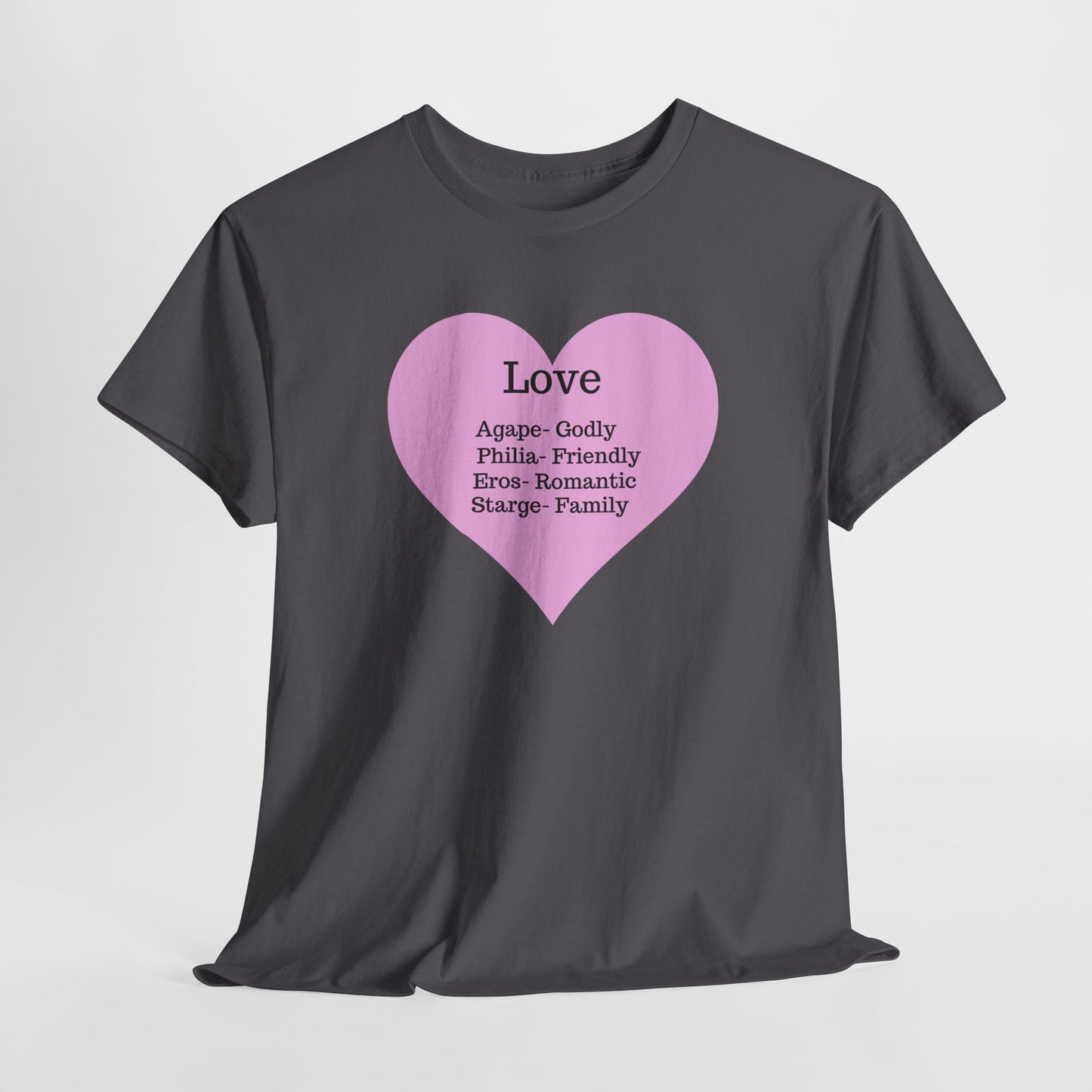 Unisex Love Heart Heavy Cotton T-Shirt - Comfortable Classic Fit Apparel