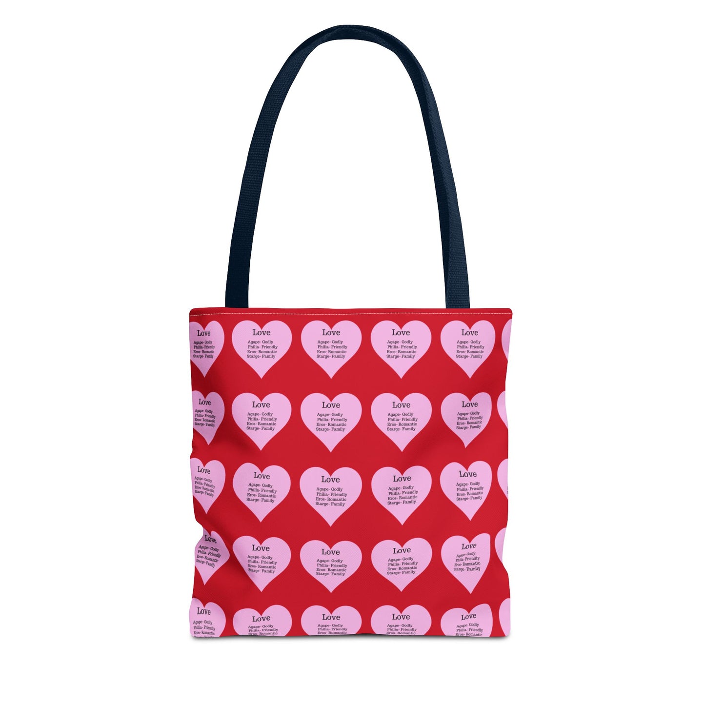 Pink Hearts Tote Bag (Dark red)