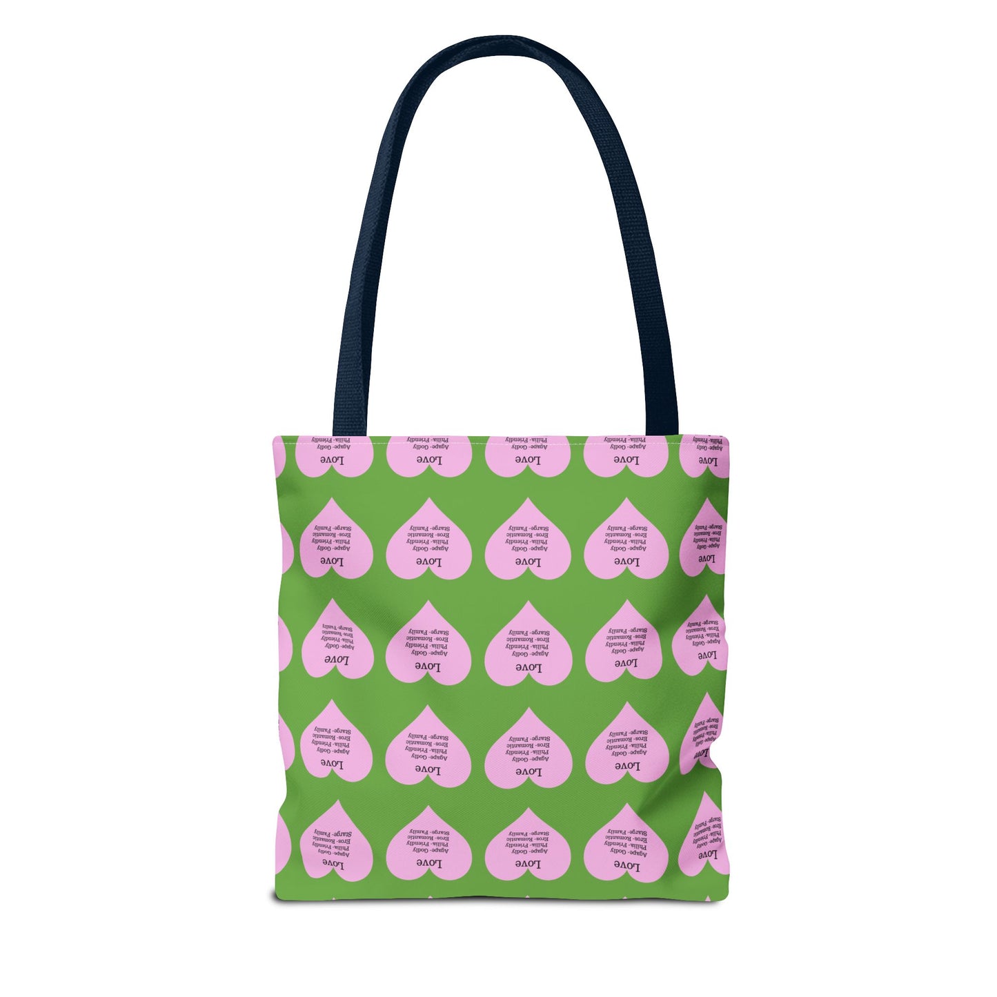 Pink Hearts Tote Bag (Green)