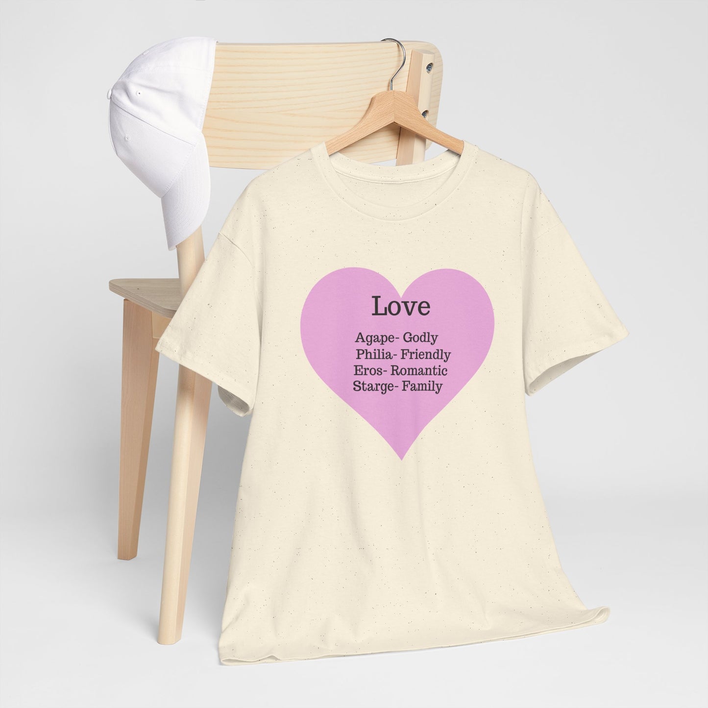 Unisex Love Heart Heavy Cotton T-Shirt - Comfortable Classic Fit Apparel
