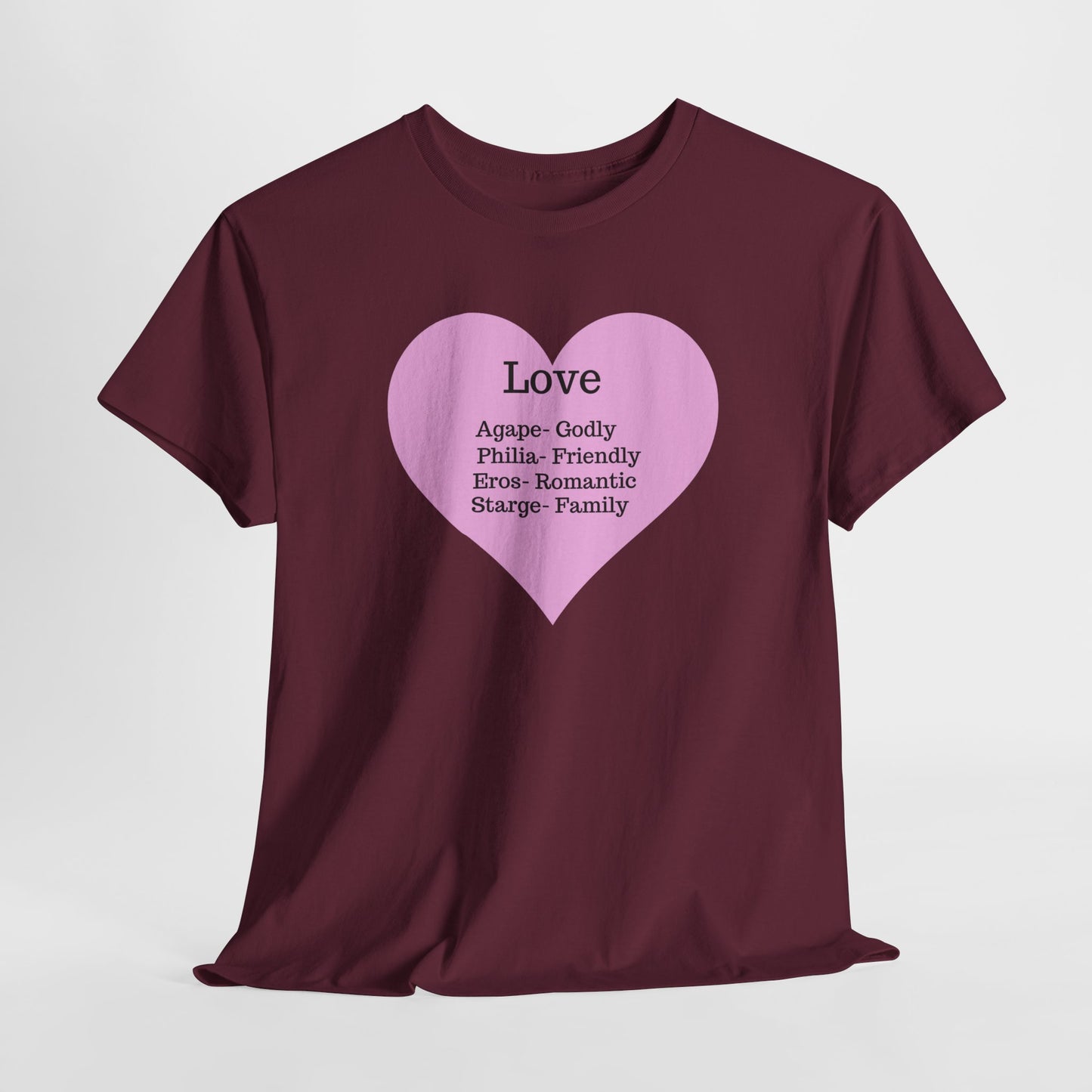 Unisex Love Heart Heavy Cotton T-Shirt - Comfortable Classic Fit Apparel