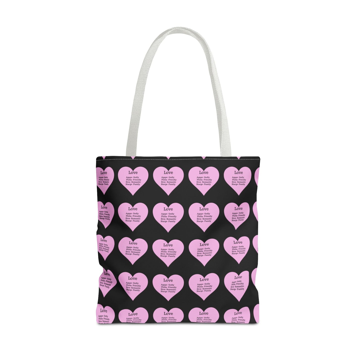 Pink Hearts Tote Bag (Black)