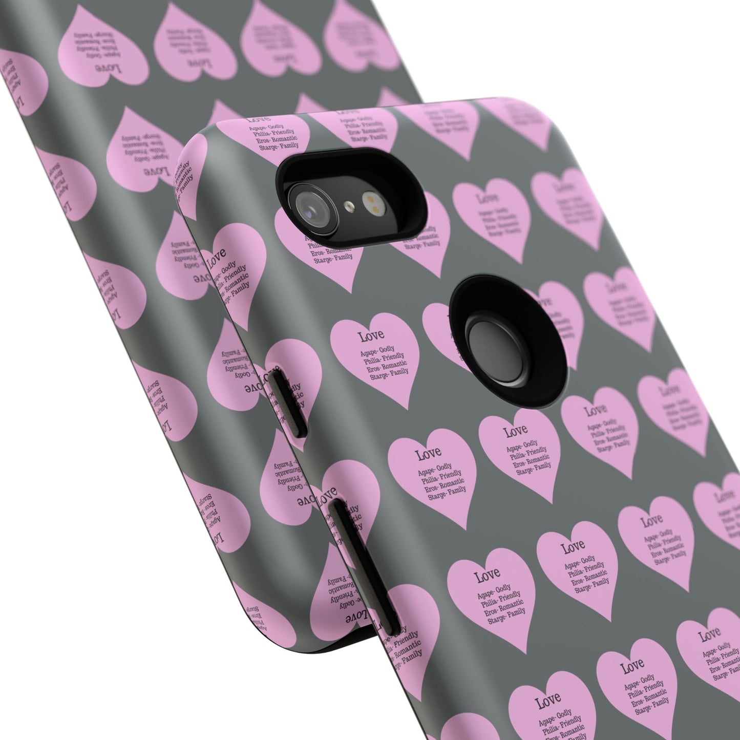 Hearts-A-Flutter Phone Case (iPhone, Google Pixel)(Dark grey)