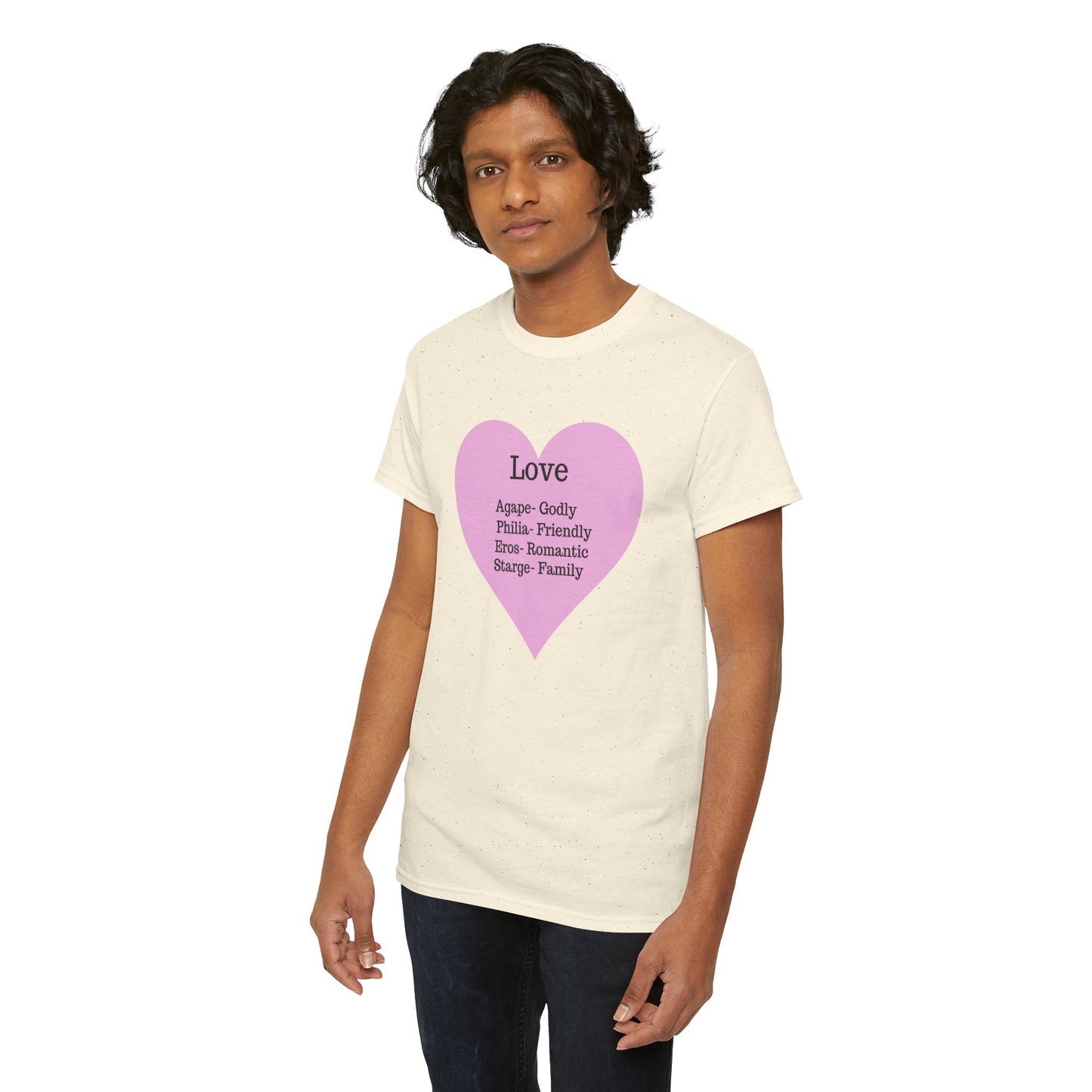 Unisex Love Heart Heavy Cotton T-Shirt - Comfortable Classic Fit Apparel