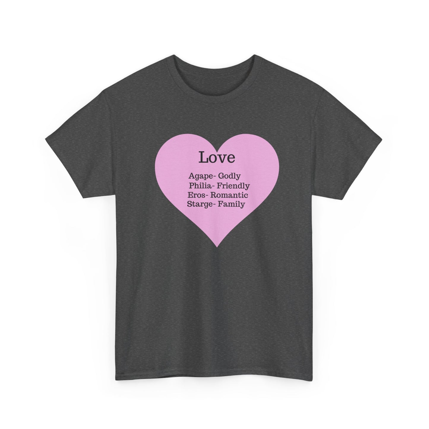 Unisex Love Heart Heavy Cotton T-Shirt - Comfortable Classic Fit Apparel