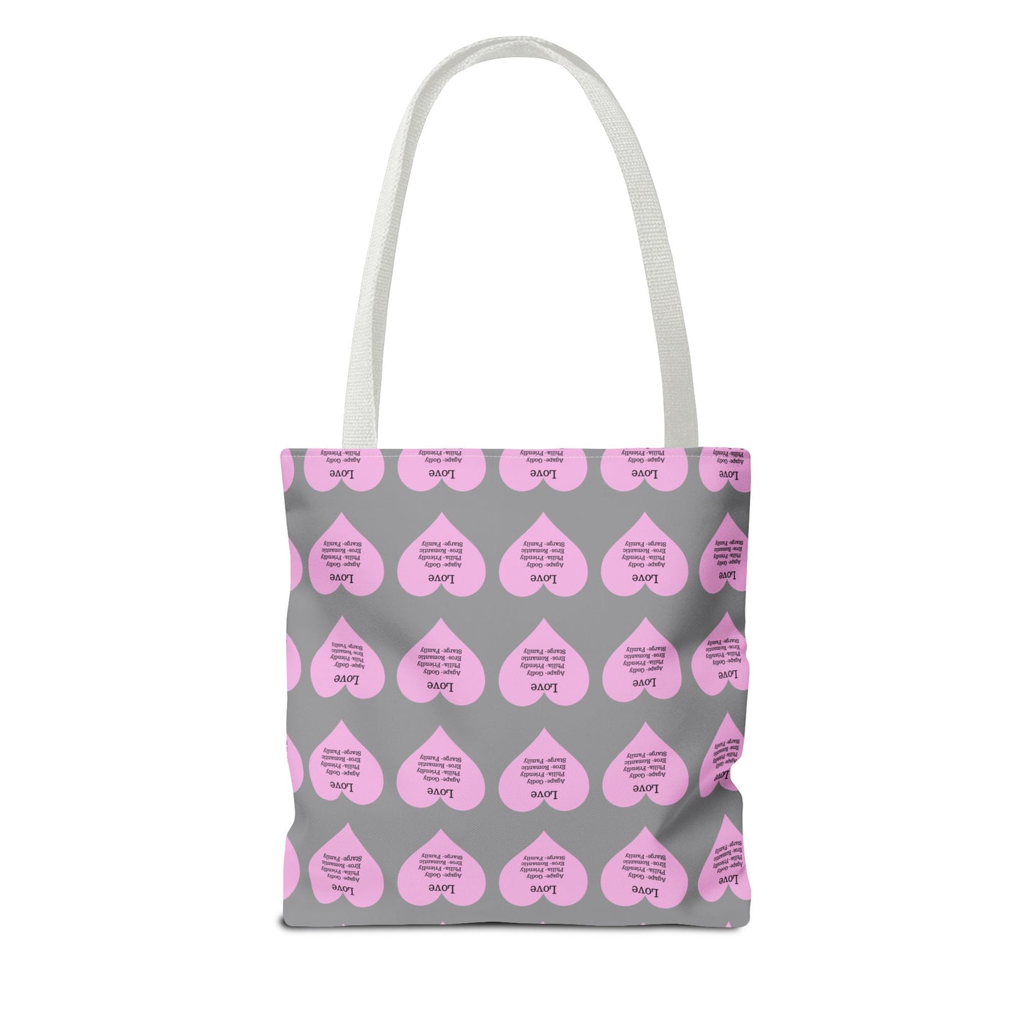 Pink Hearts Tote Bag (Grey)