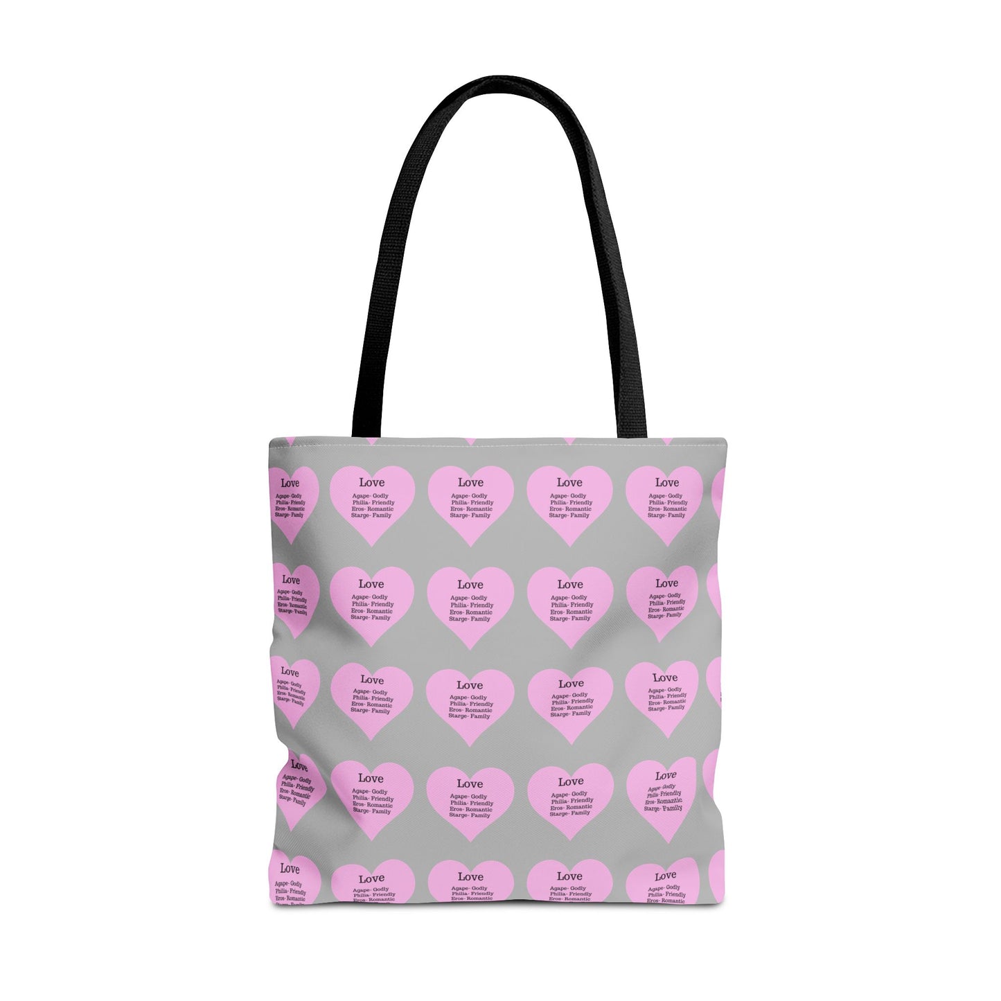Pink Hearts Tote Bag (Light grey)