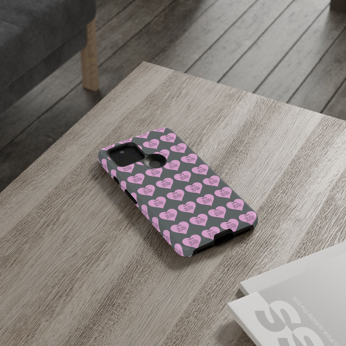 Hearts-A-Flutter Phone Case (iPhone, Google Pixel)(Dark grey)