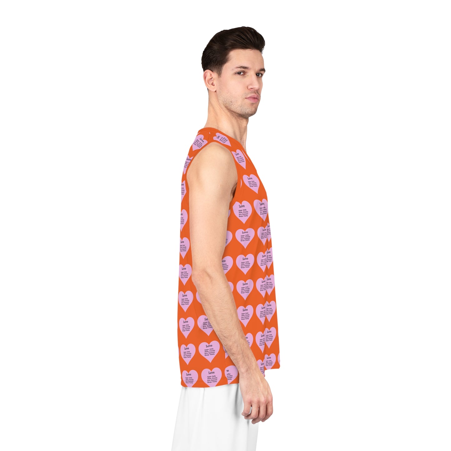 Love Heart All-Over-Print Basketball Jersey (Orange)