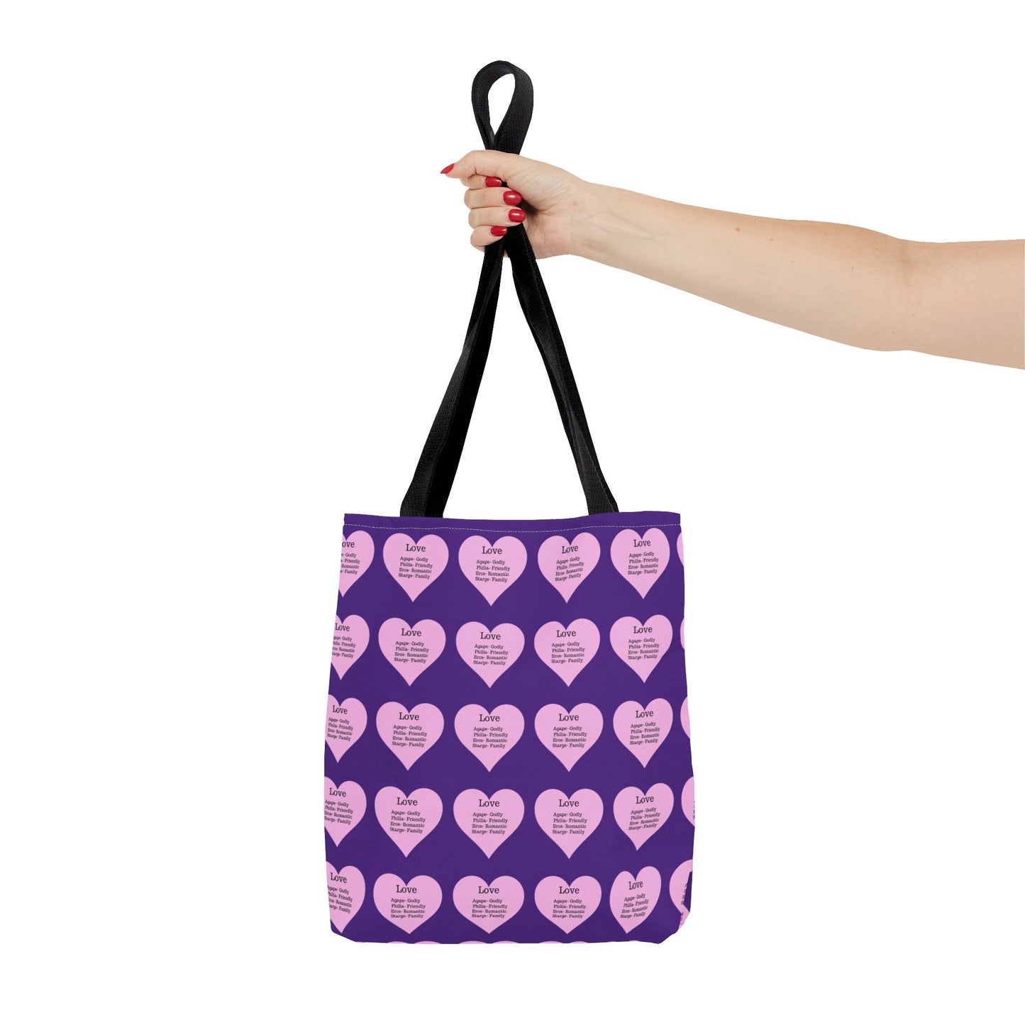 Pink Hearts Tote Bag (Purple)