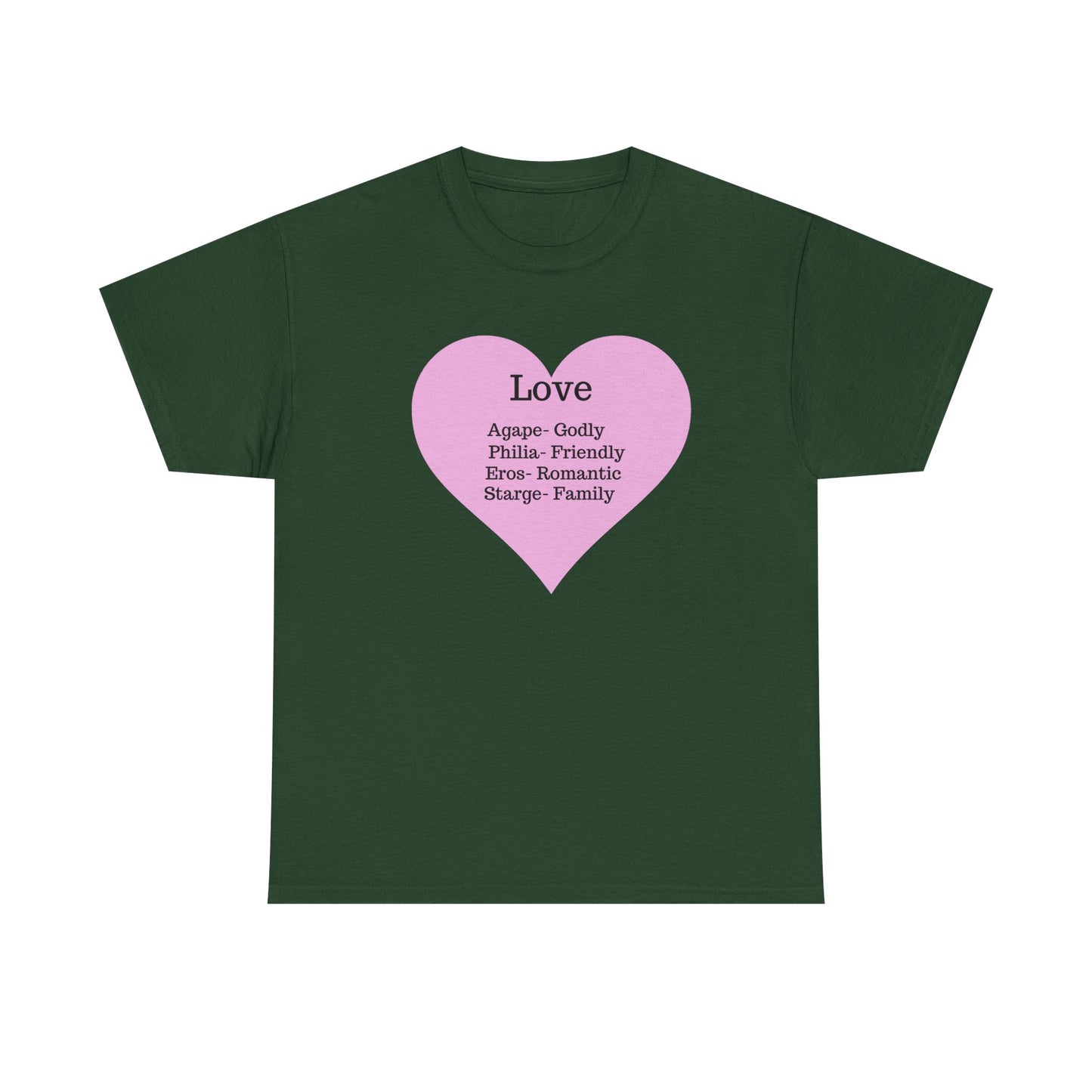 Unisex Love Heart Heavy Cotton T-Shirt - Comfortable Classic Fit Apparel