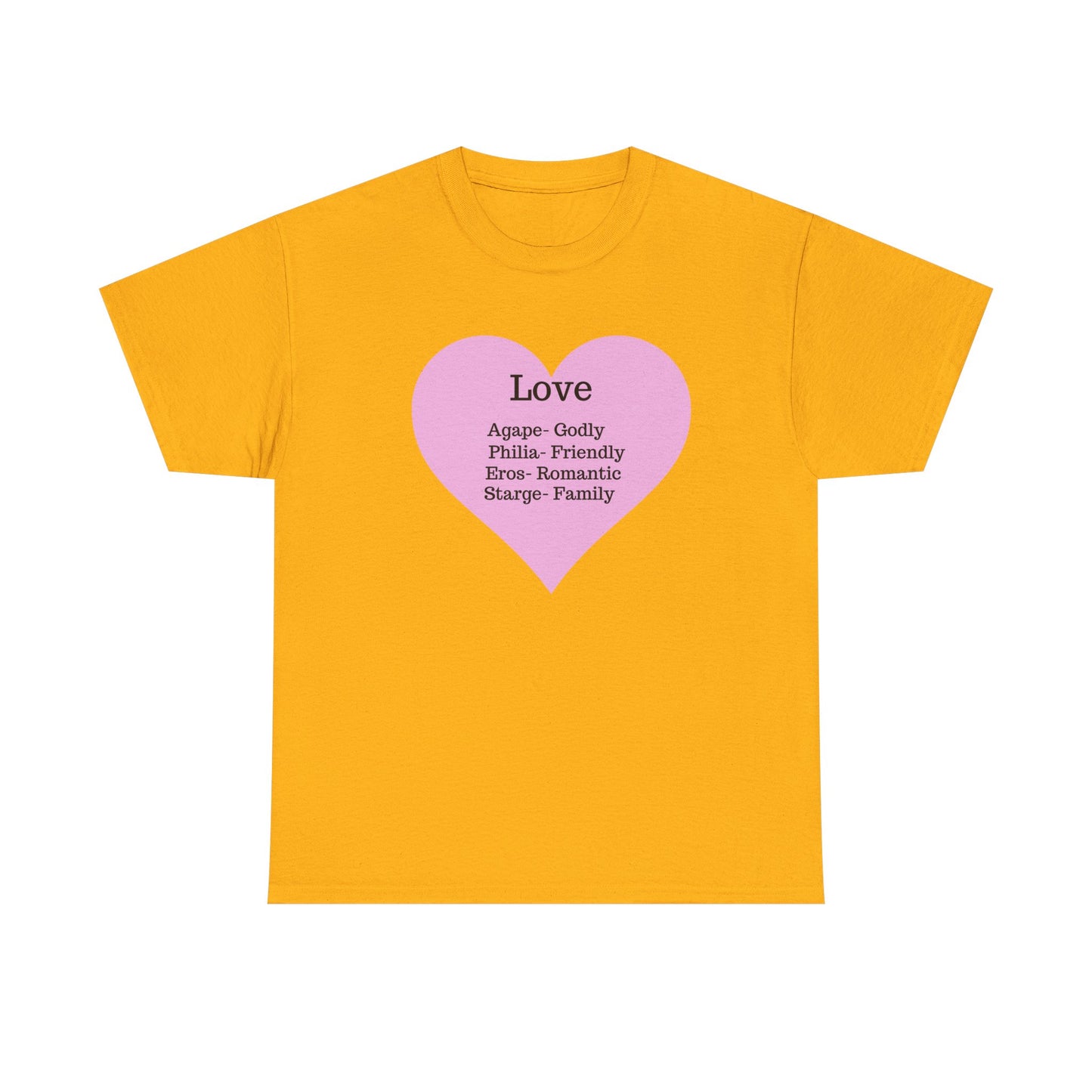 Unisex Love Heart Heavy Cotton T-Shirt - Comfortable Classic Fit Apparel