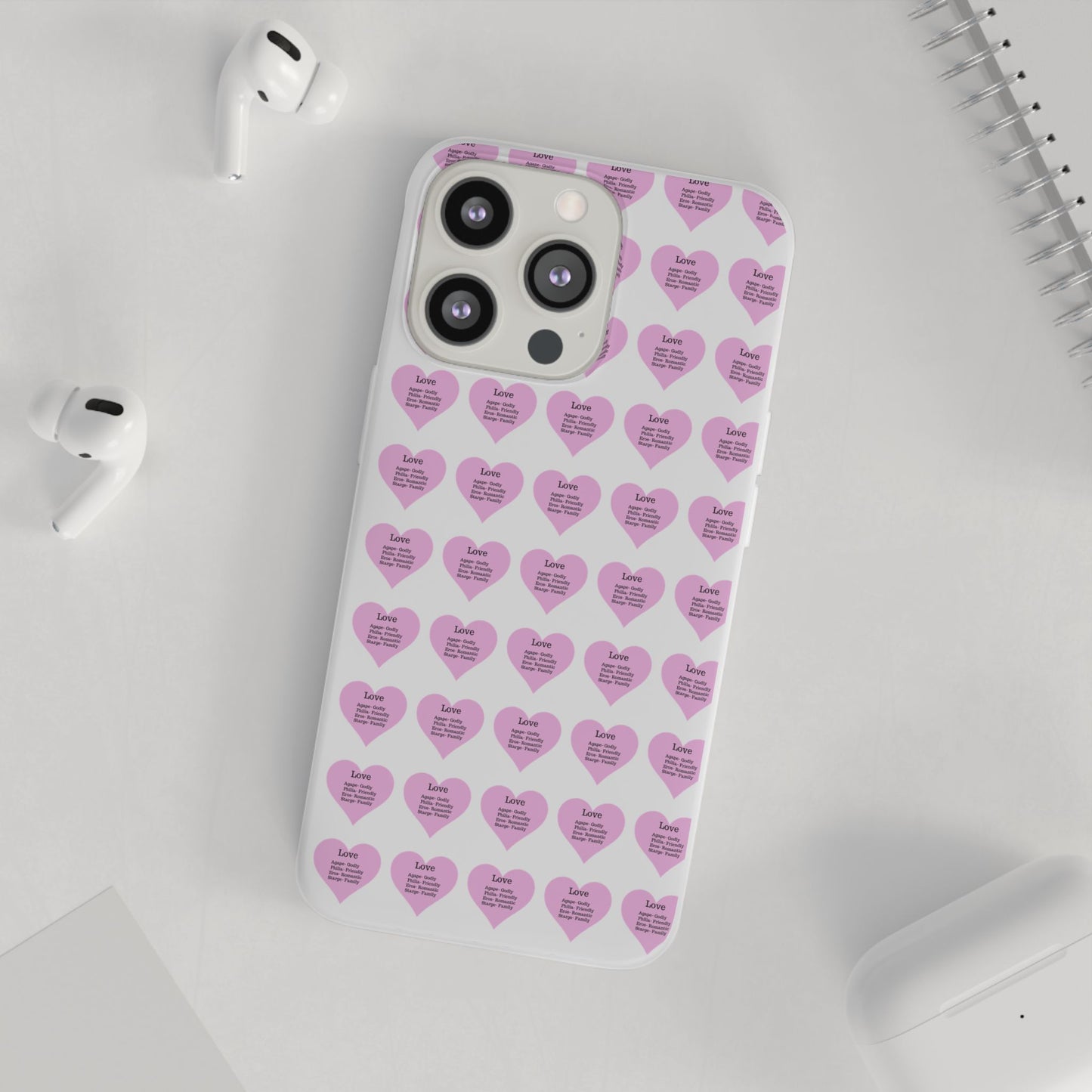 Pink Hearts Transparent Phone Case
