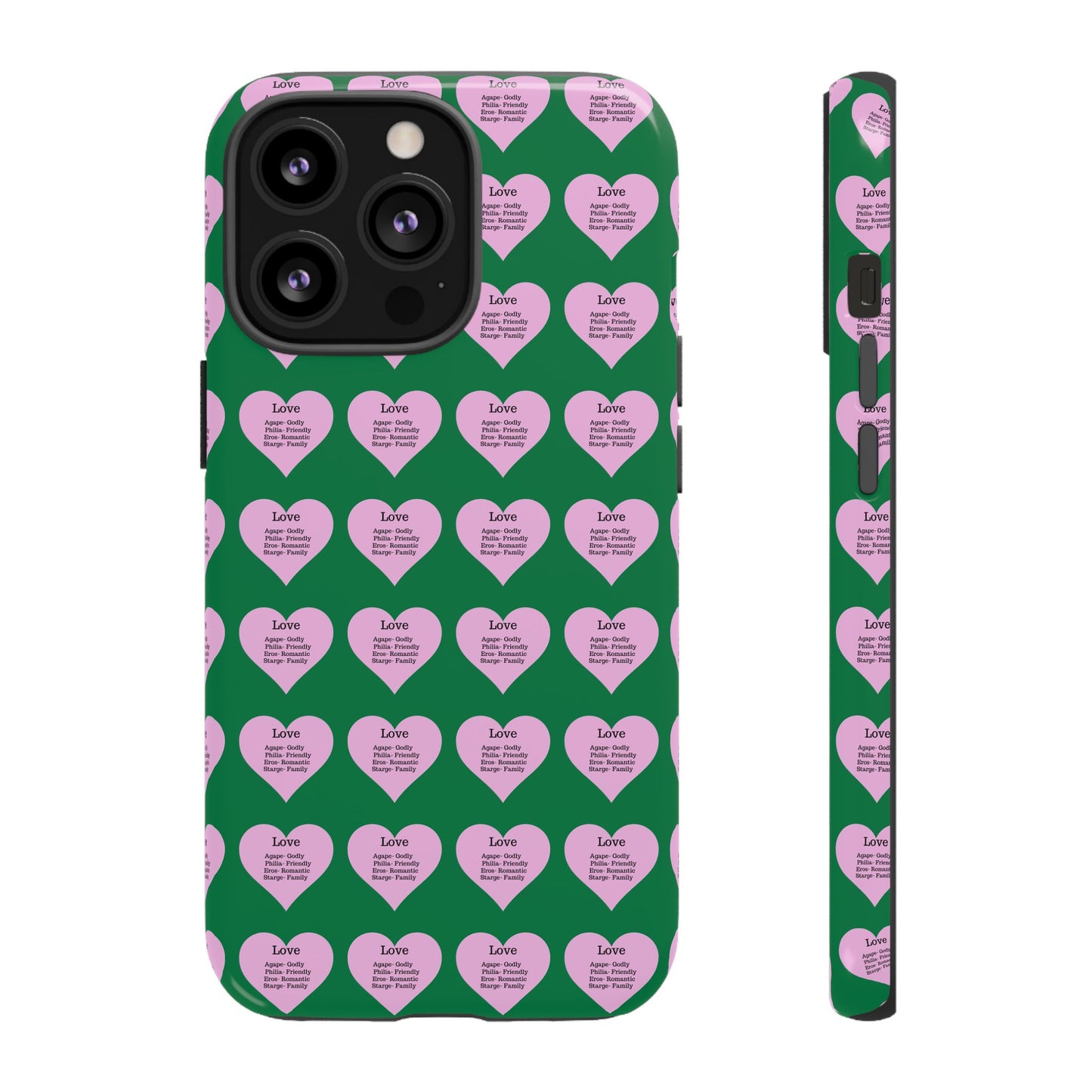 Hearts-A-Flutter Phone Case (iPhone, Google Pixel)(Dark green)