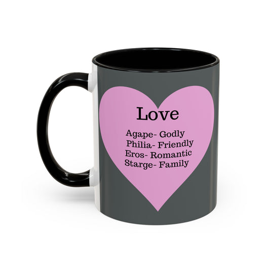 Charming Heart Accent Coffee Mug (Dark grey)