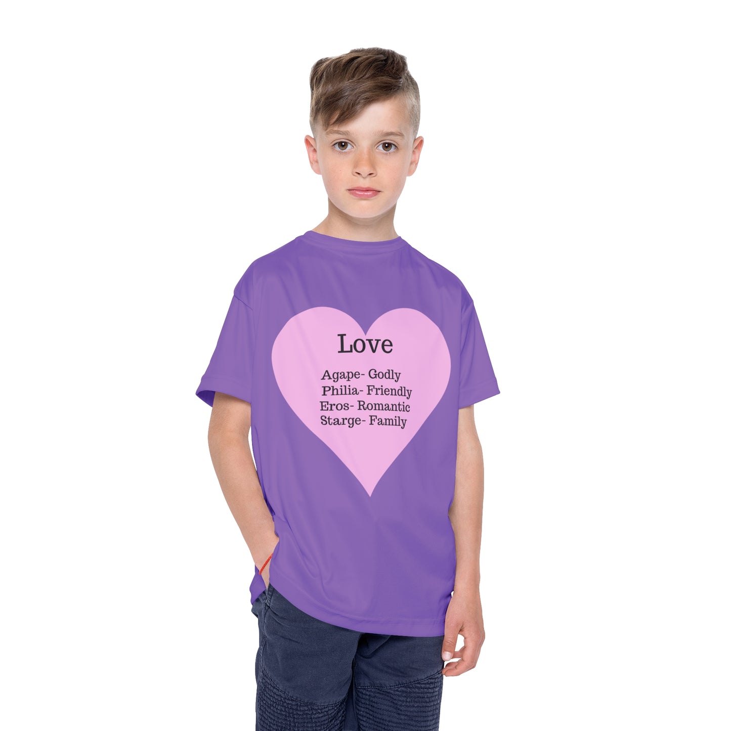 Types of Love Heart Kids Performance Jersey (Light purple)