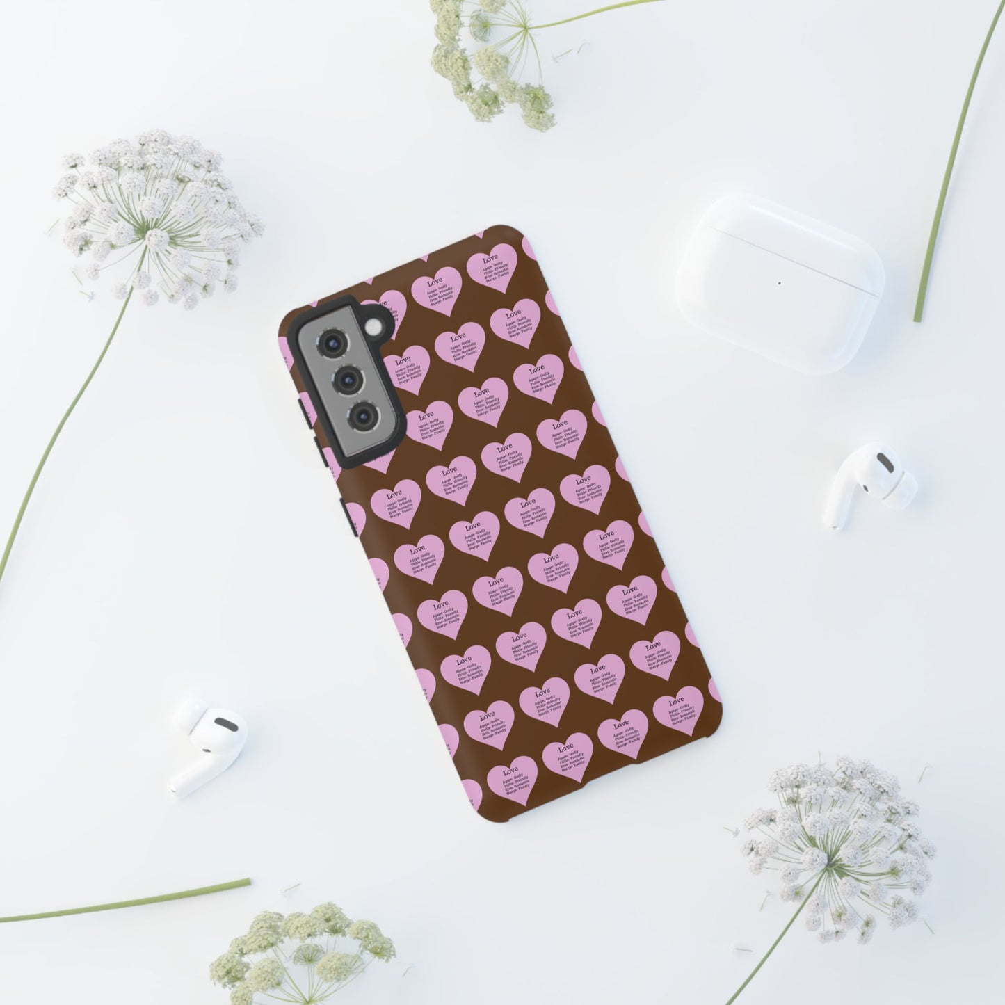 Hearts-A-Flutter Phone Case (Samsung)(Brown)