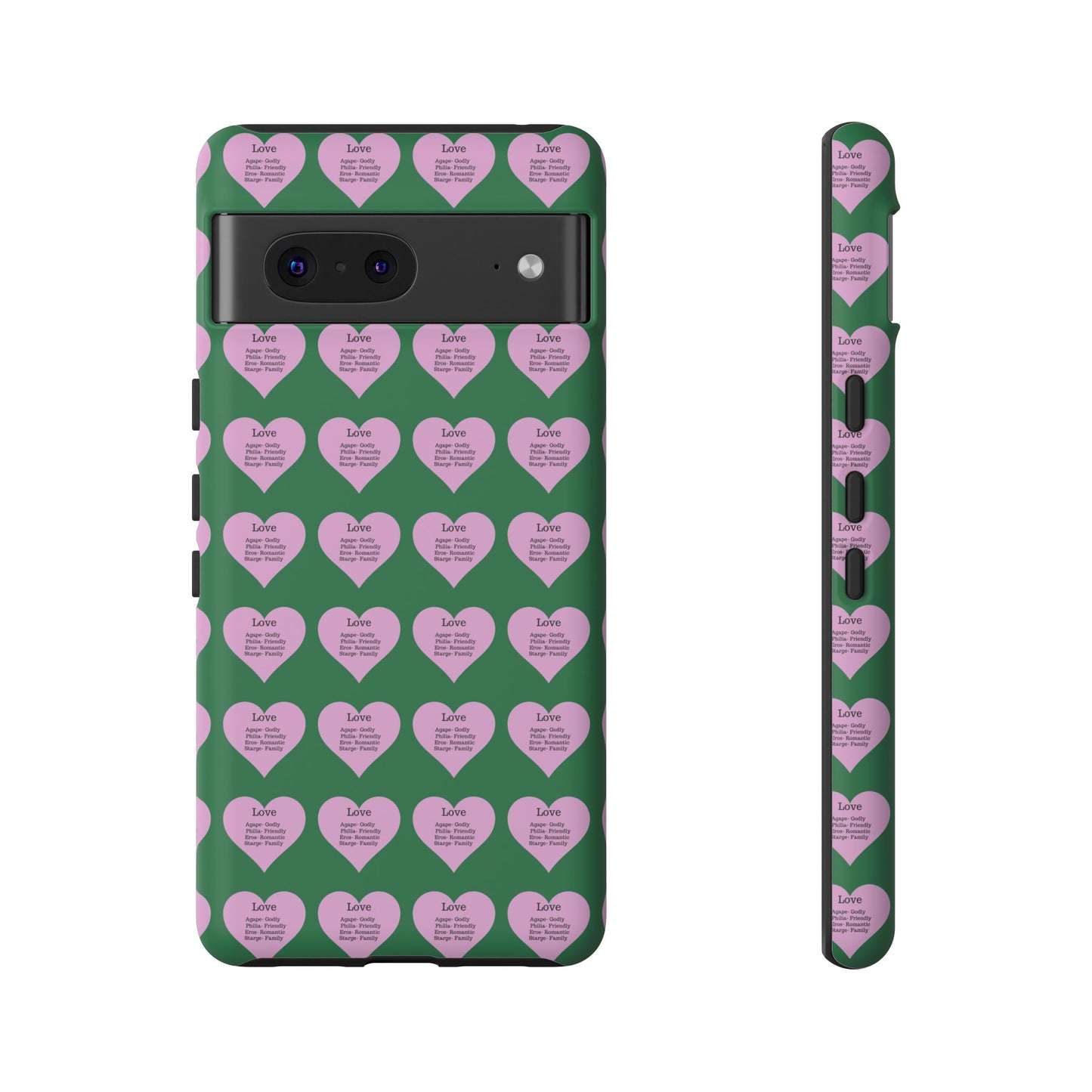 Hearts-A-Flutter Phone Case (iPhone, Google Pixel)(Dark green)