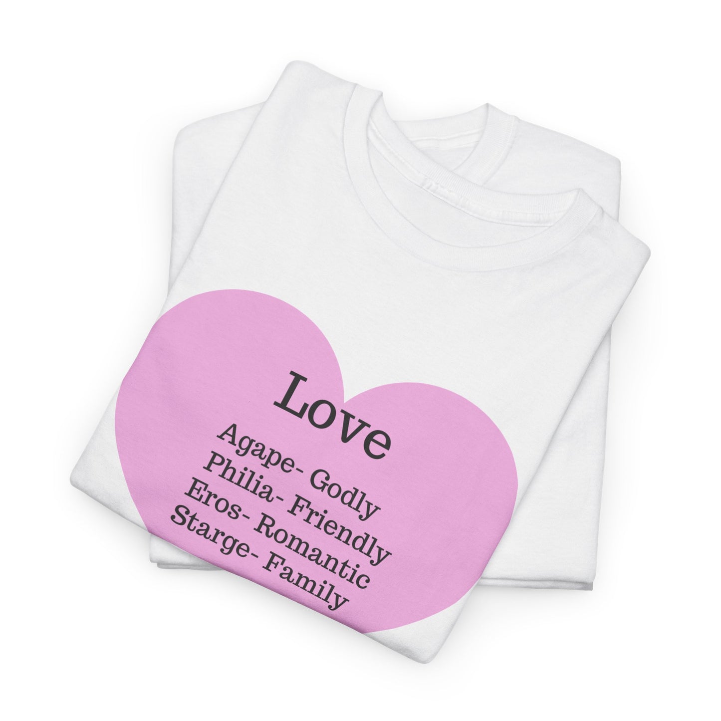 Unisex Love Heart Heavy Cotton T-Shirt - Comfortable Classic Fit Apparel