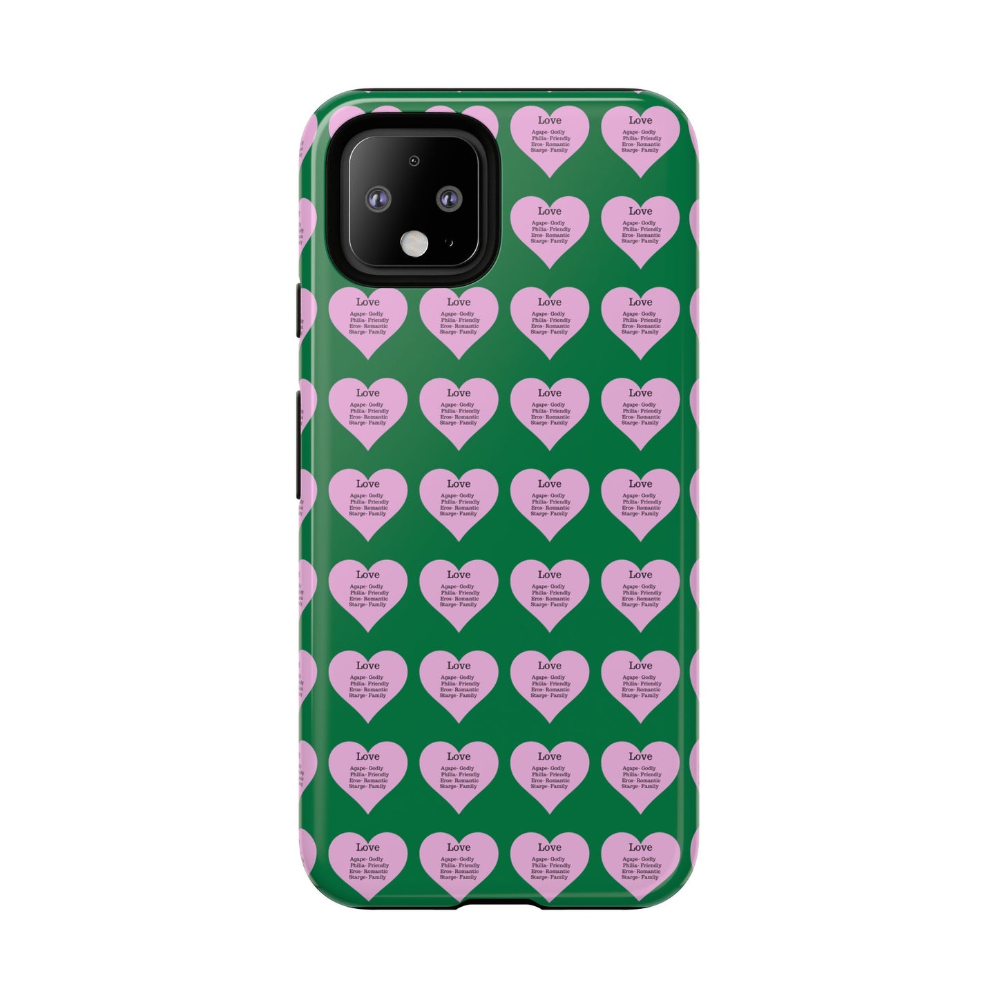Hearts-A-Flutter Phone Case (iPhone, Google Pixel)(Dark green)