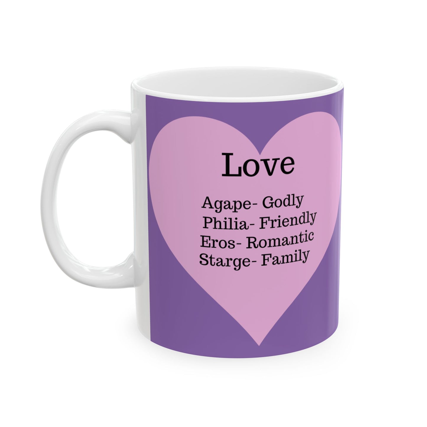 Charming Heart Ceramic Coffee Mug (Light purple)