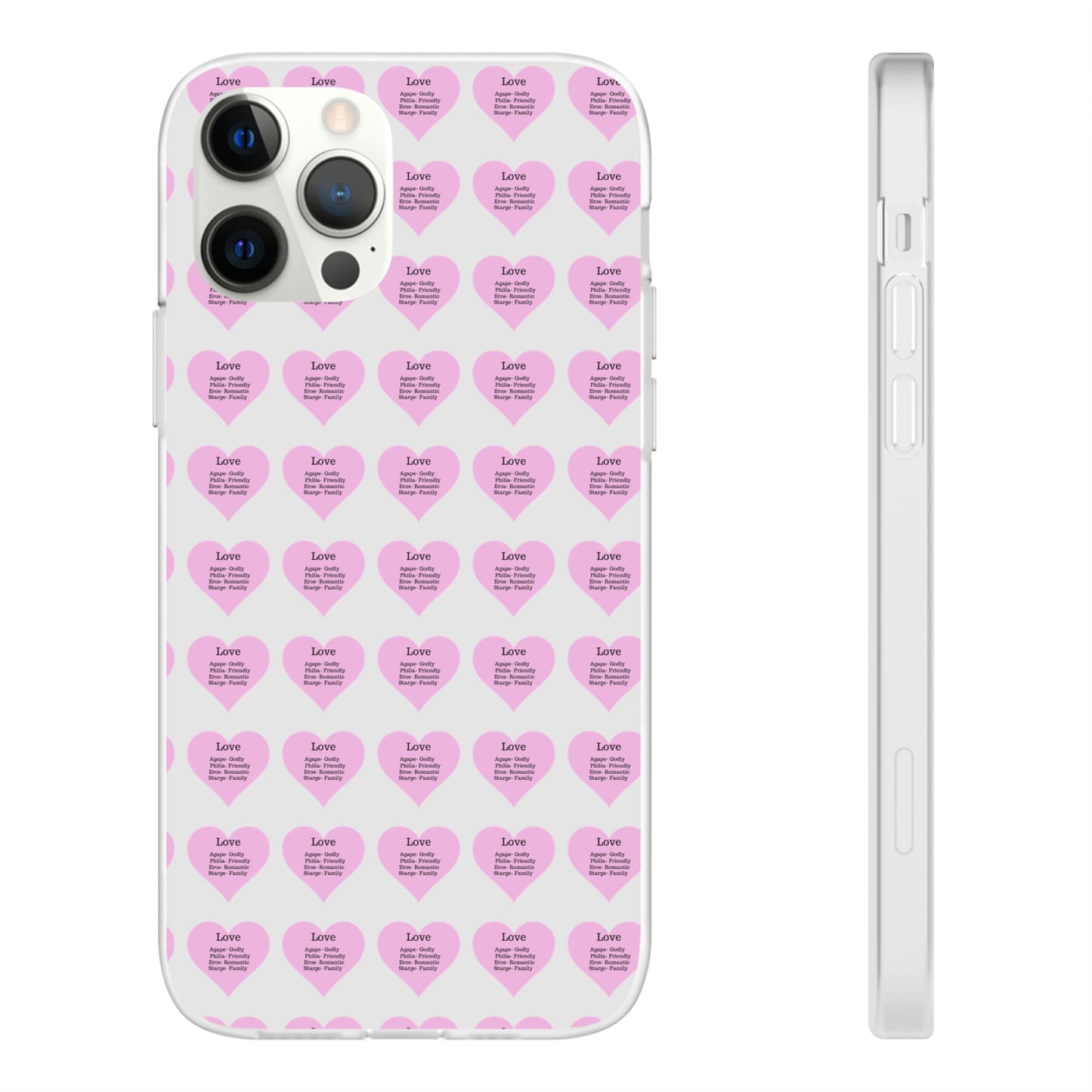 Pink Hearts Transparent Phone Case