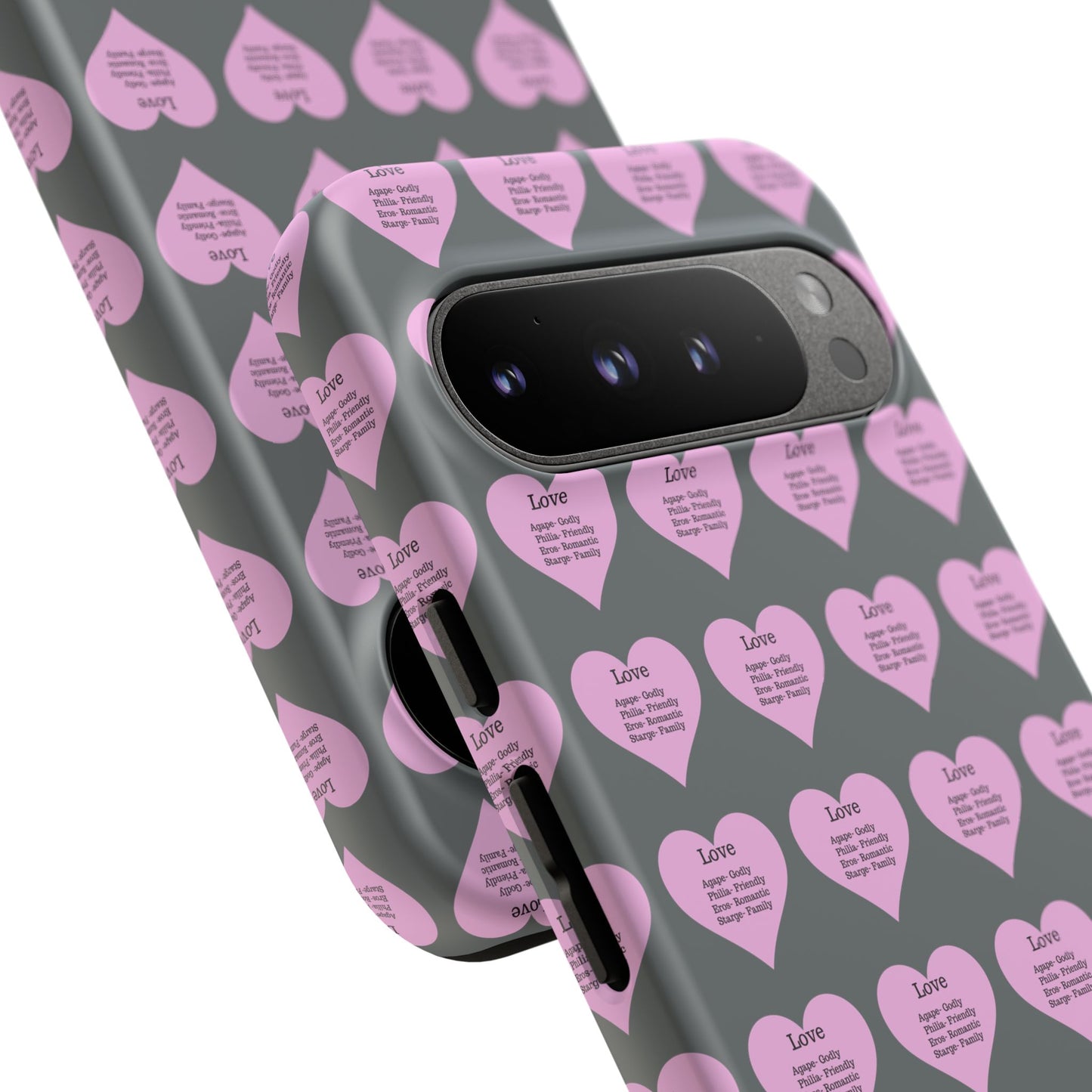 Hearts-A-Flutter Phone Case (iPhone, Google Pixel)(Dark grey)