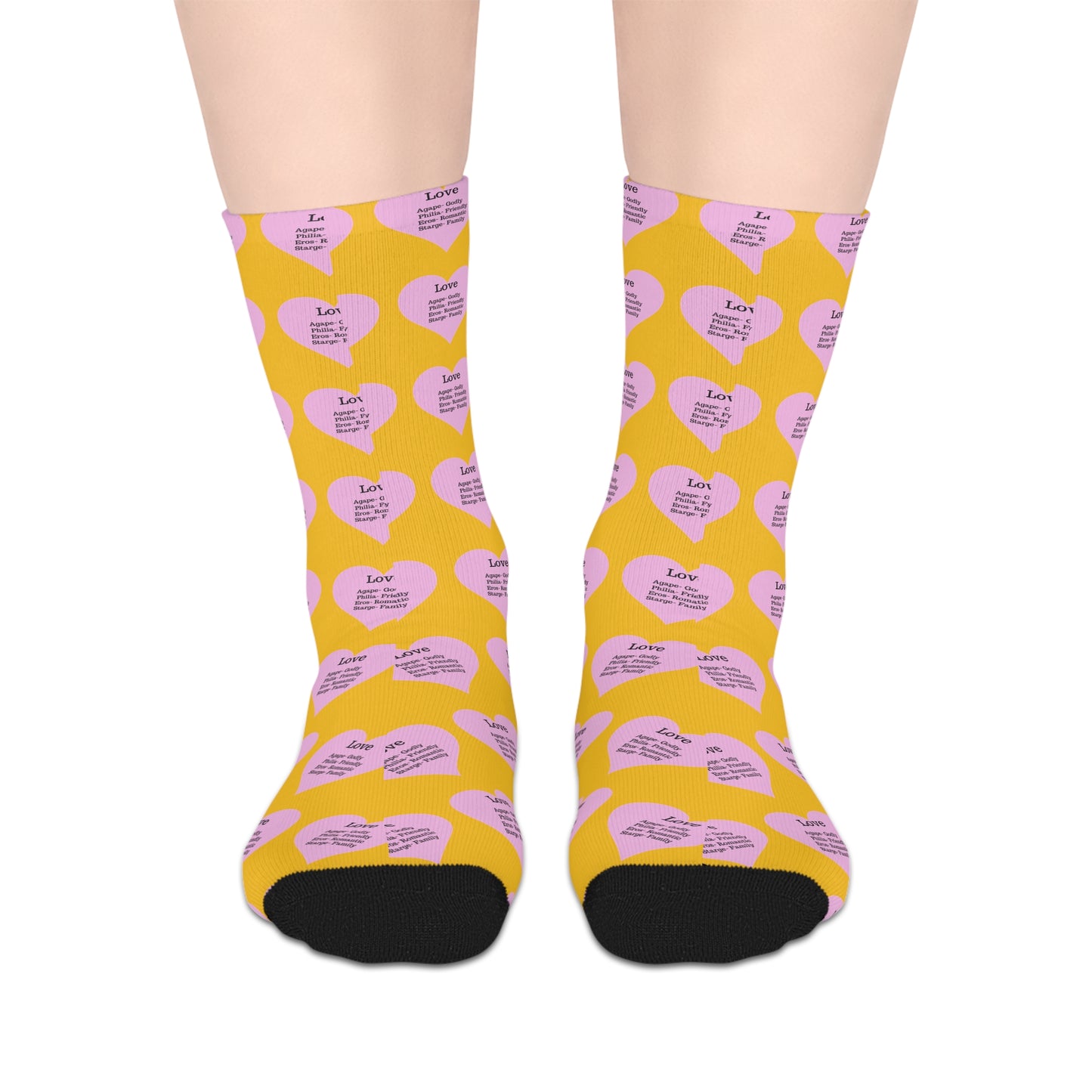 The Love Hearts Mid-Length Socks (Yellow)