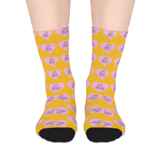 The Love Hearts Mid-Length Socks (Yellow)