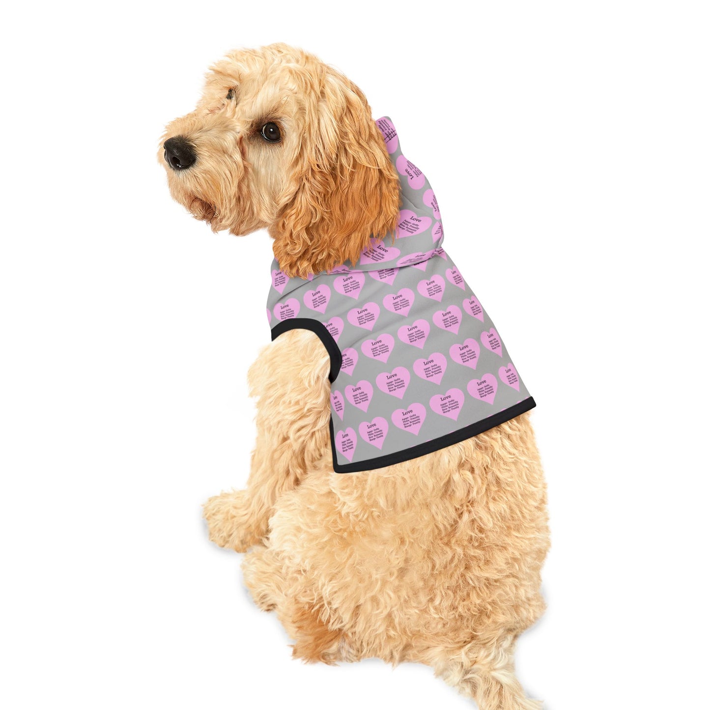 Charming Heart Pet Hoodie Pattern (Light grey)