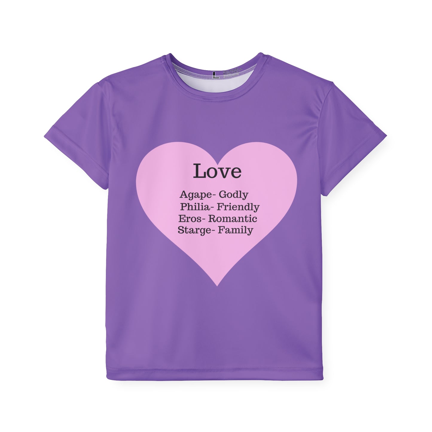 Types of Love Heart Kids Performance Jersey (Light purple)