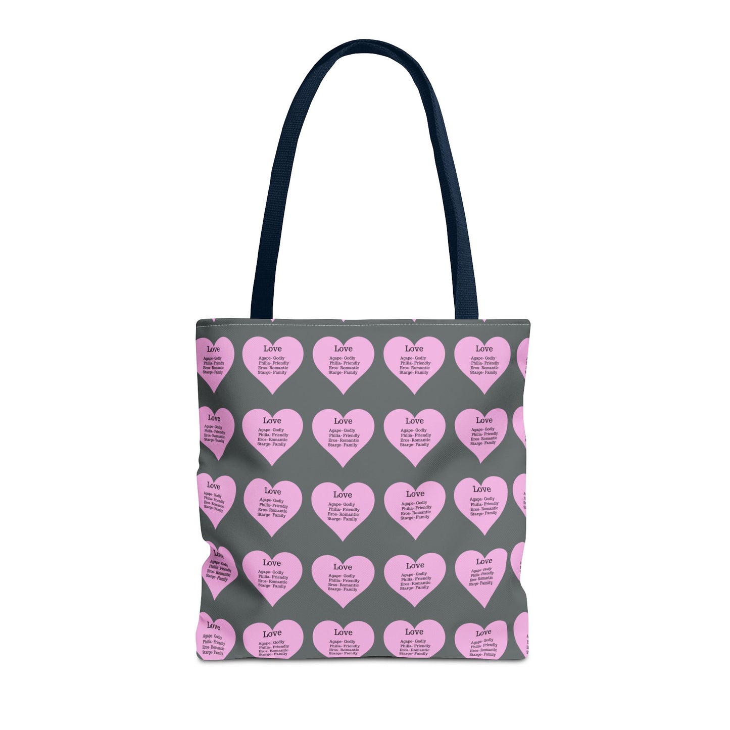 Pink Hearts Tote Bag (Dark grey)