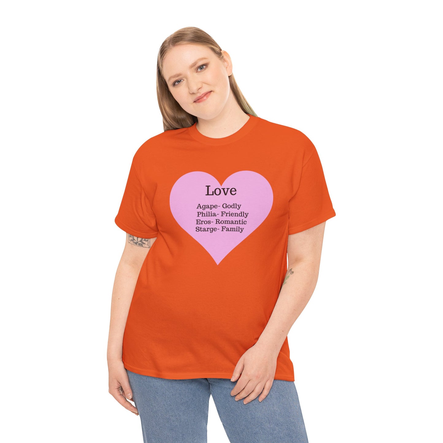 Unisex Love Heart Heavy Cotton T-Shirt - Comfortable Classic Fit Apparel