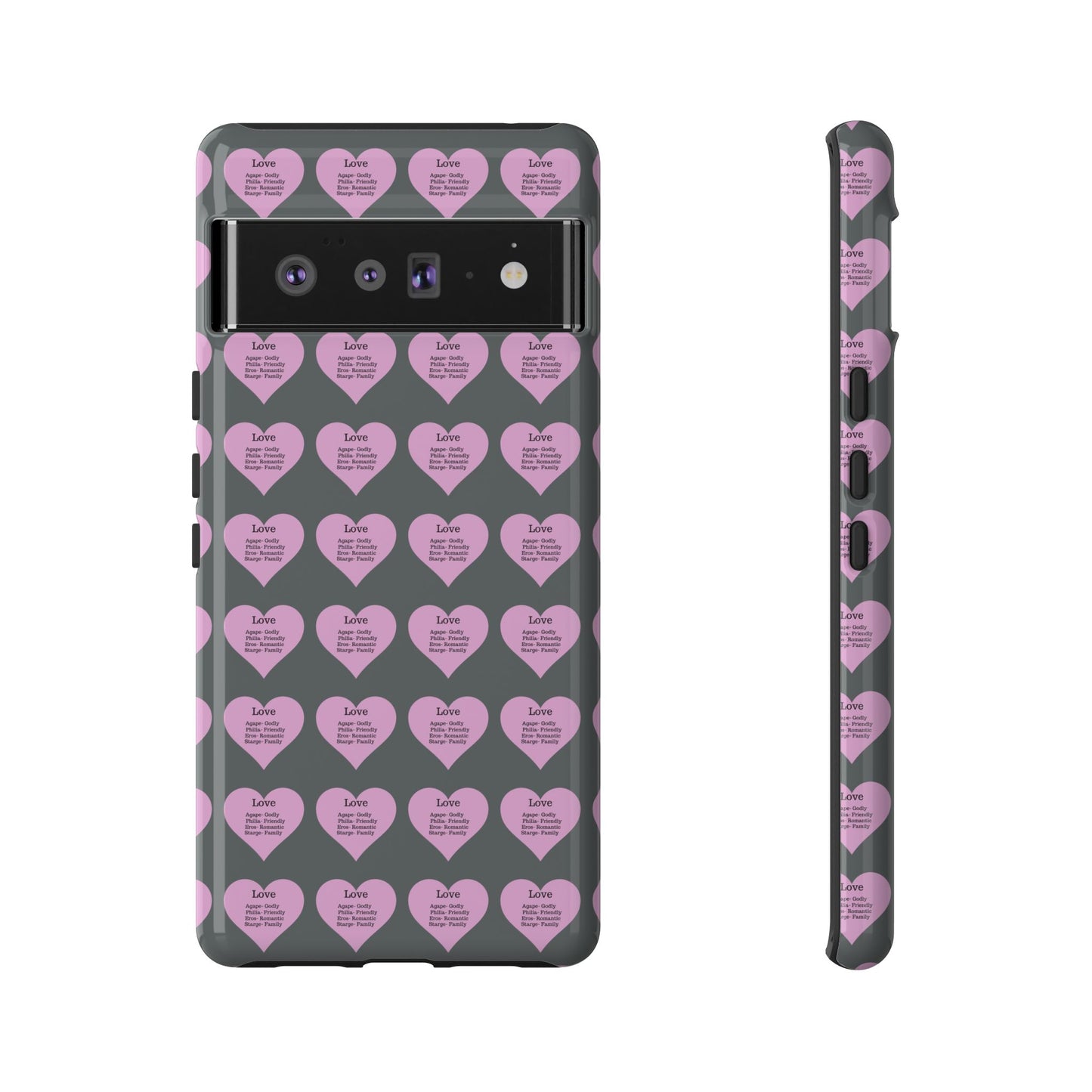 Hearts-A-Flutter Phone Case (iPhone, Google Pixel)(Dark grey)