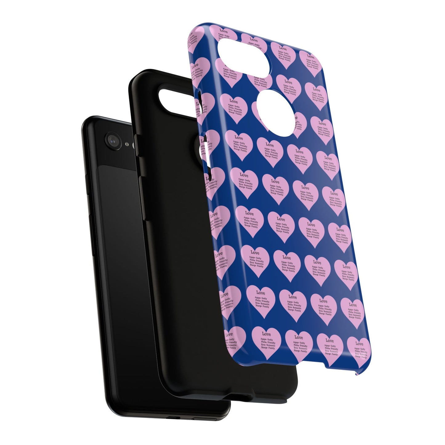 Hearts-A-Flutter Phone Case (iPhone, Google Pixel)(Dark blue)