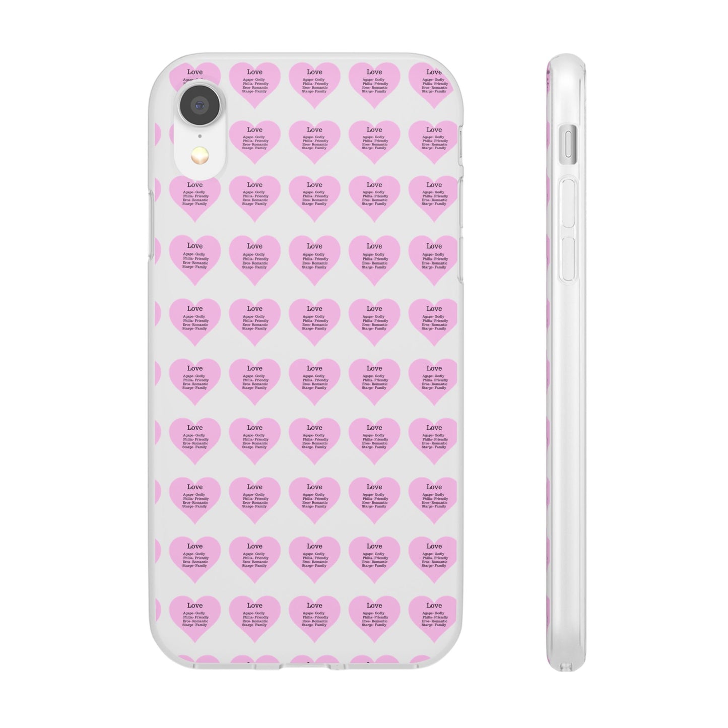 Pink Hearts Transparent Phone Case