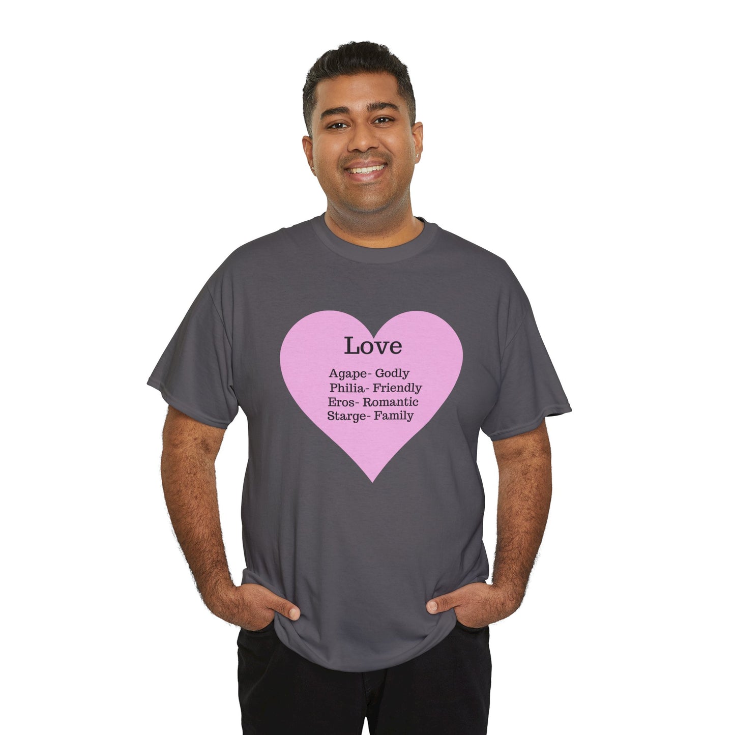 Unisex Love Heart Heavy Cotton T-Shirt - Comfortable Classic Fit Apparel