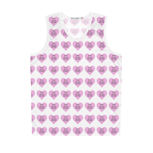 Love Heart All-Over-Print Basketball Jersey (White)