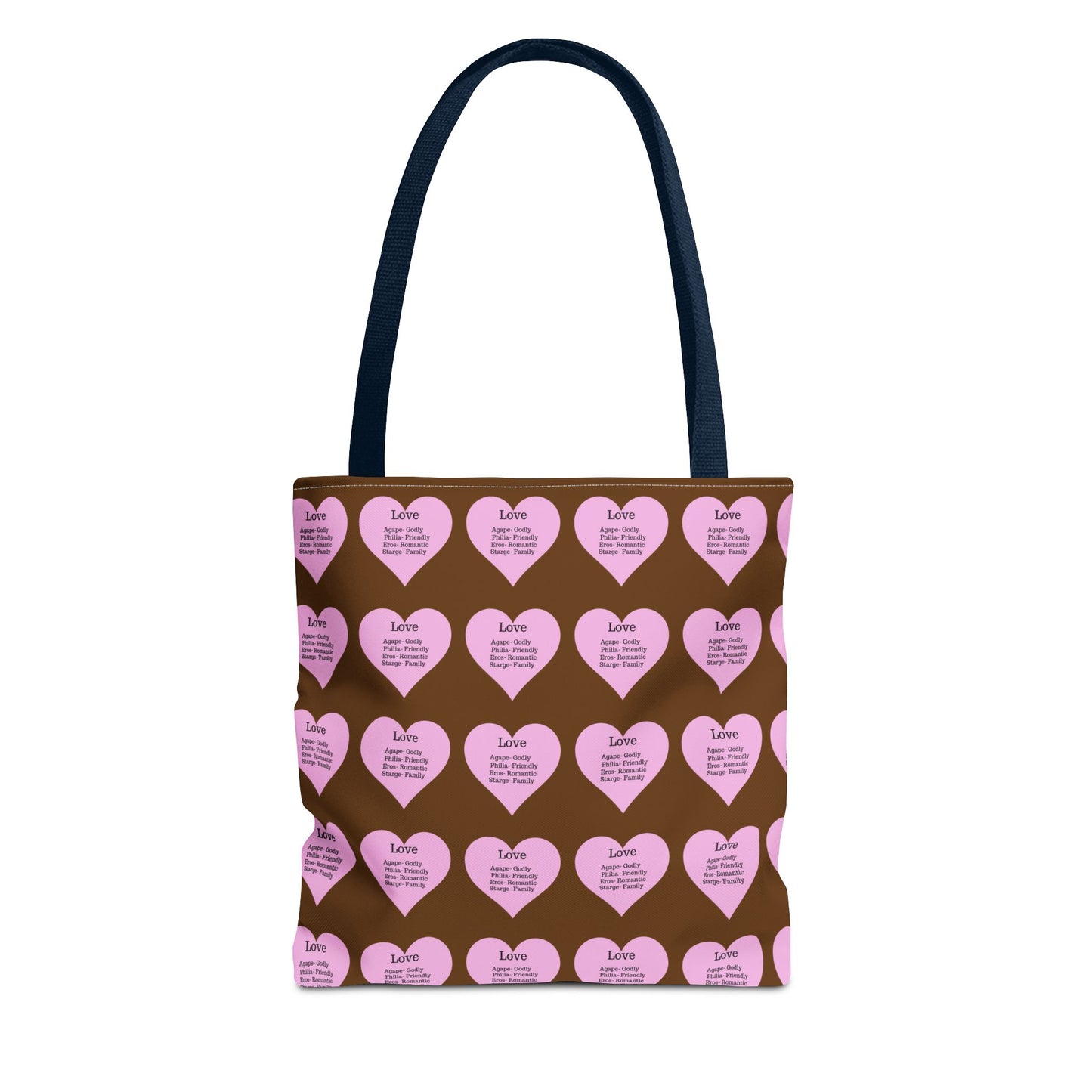 Pink Hearts Tote Bag (Brown)