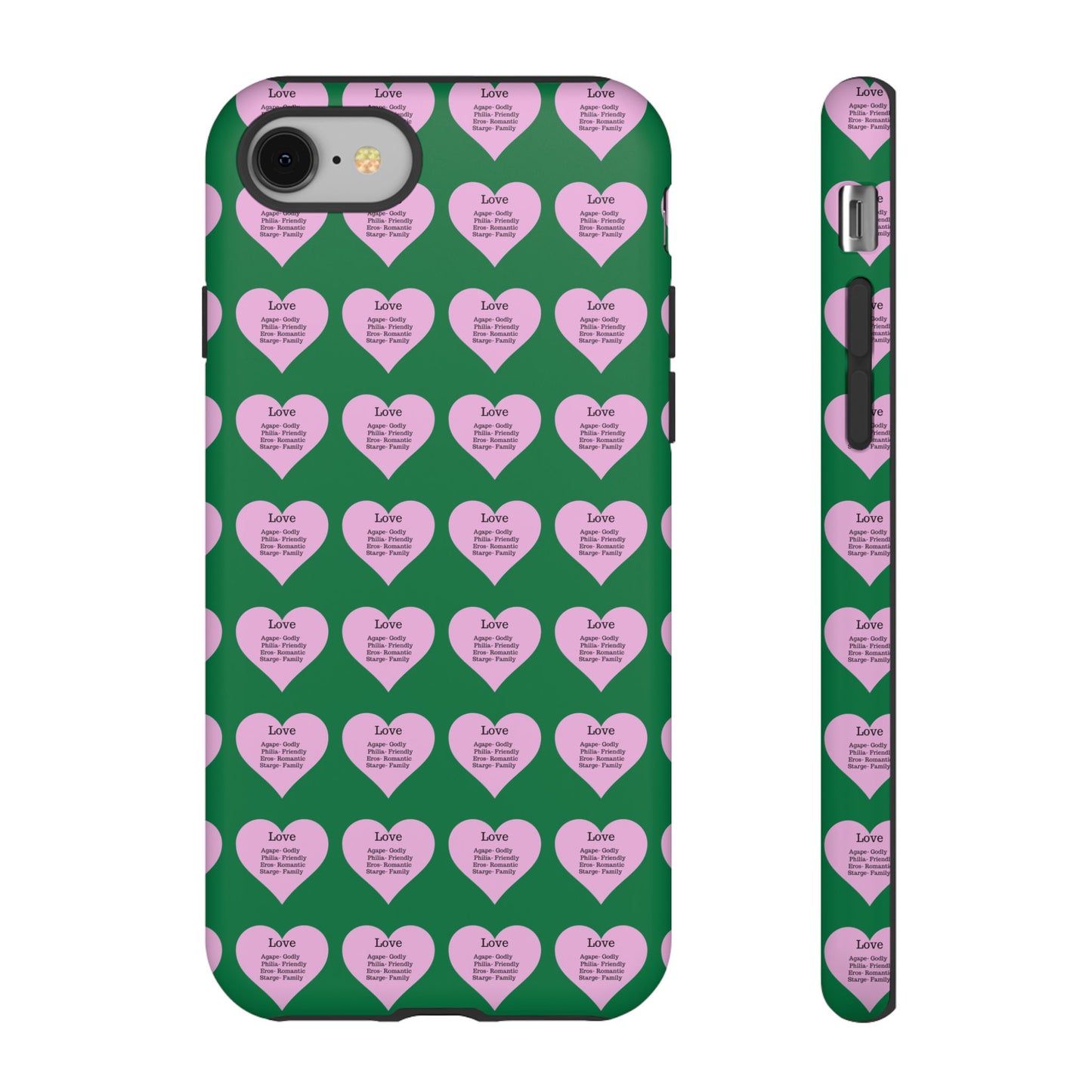 Hearts-A-Flutter Phone Case (iPhone, Google Pixel)(Dark green)