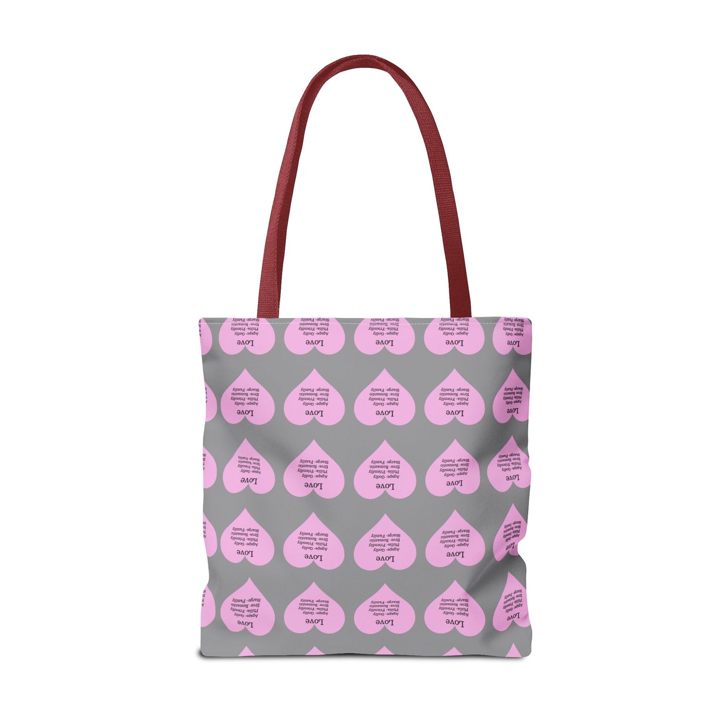 Pink Hearts Tote Bag (Grey)