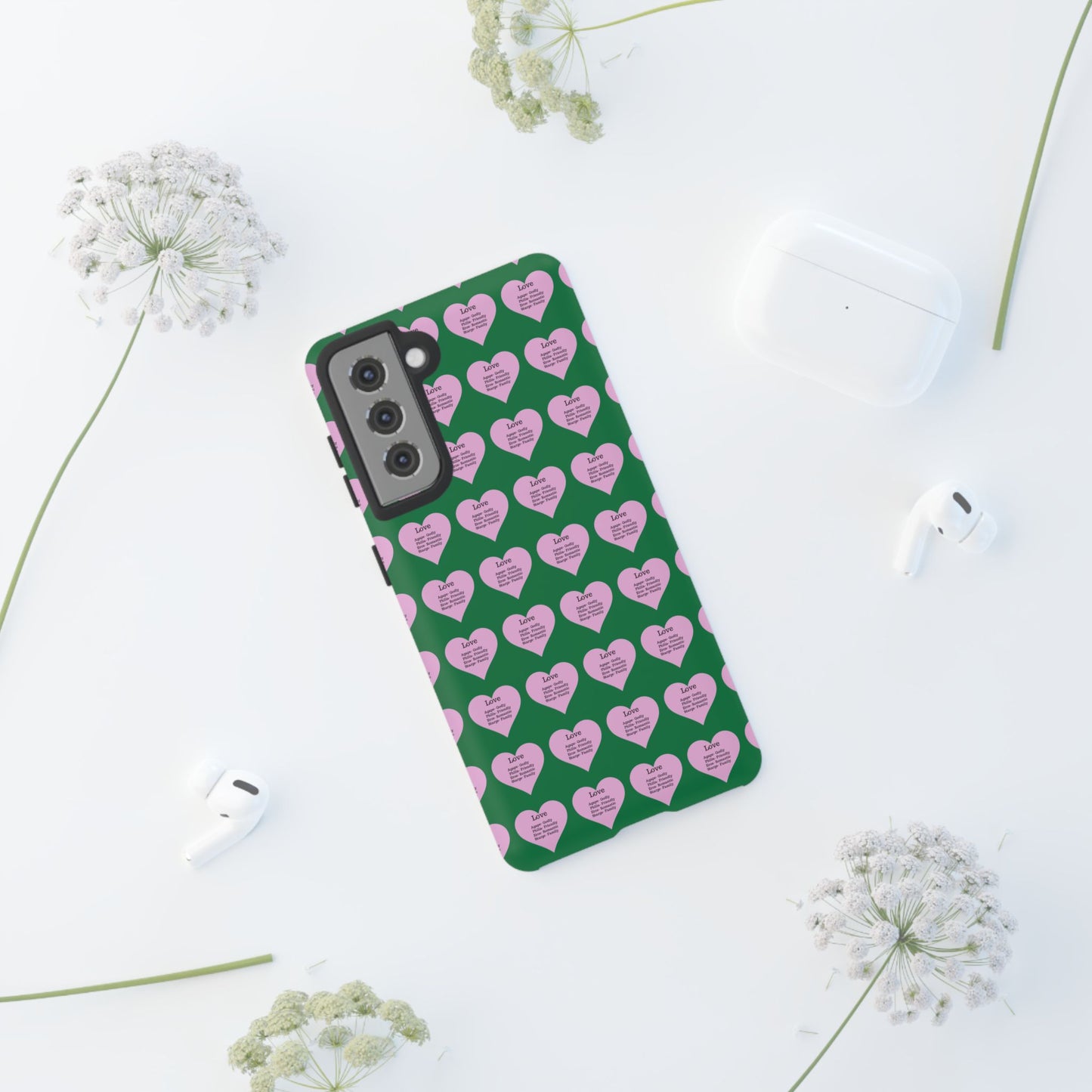 Hearts-A-Flutter Phone Case (Samsung)(Dark green)