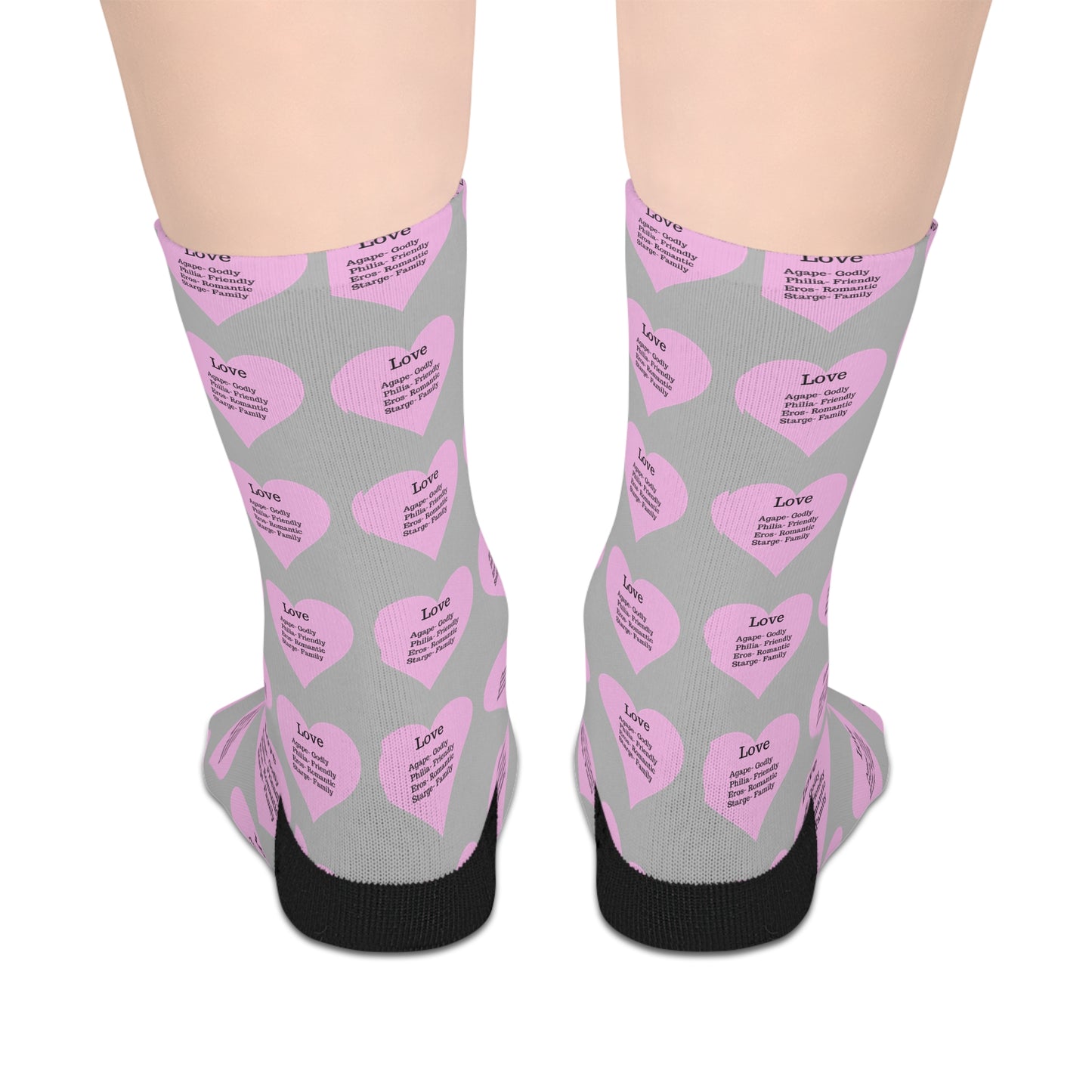 The Love Hearts Mid-Length Socks (Light grey)
