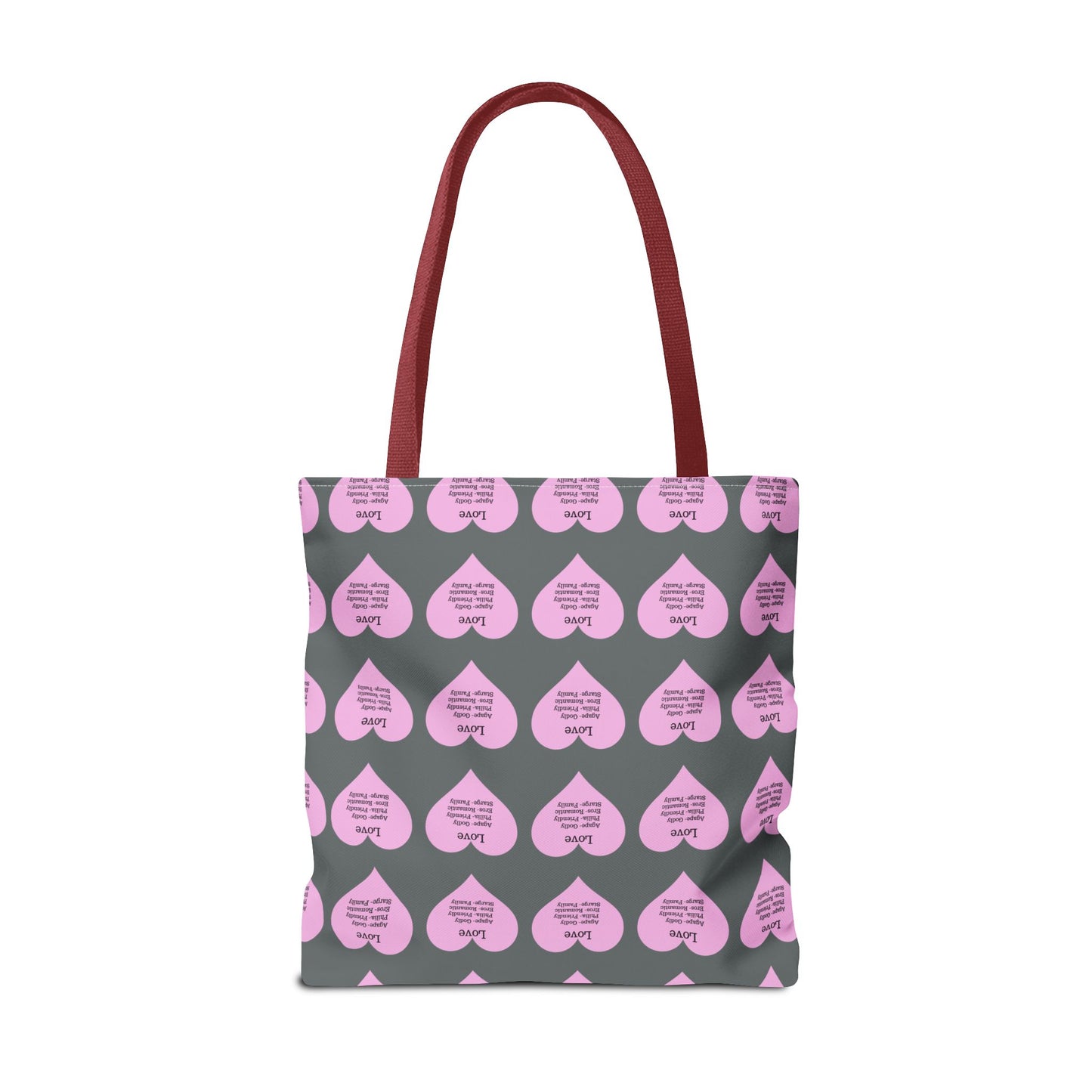 Pink Hearts Tote Bag (Dark grey)